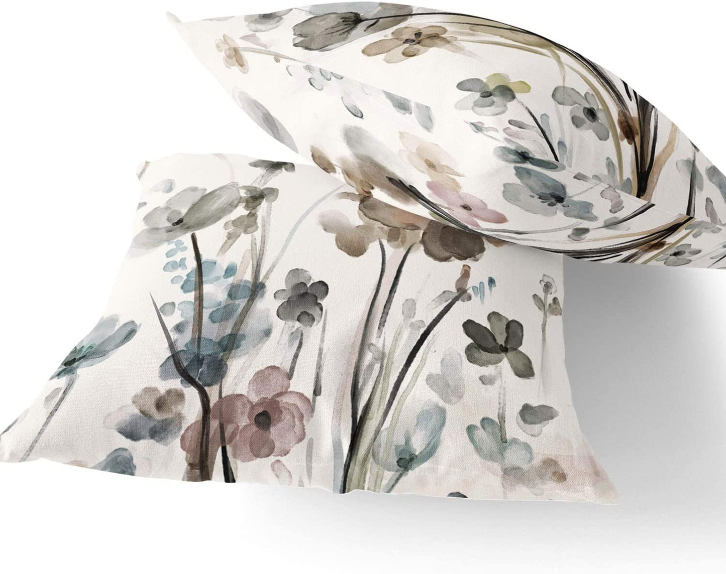 KKVEE Flower Throw Pillow Covers 18x18 Set of 2, Flowers Pillow Cushion Cases, Modern Decorative Square Pillowcases for Sofa Couch Bedroom Living Room Car