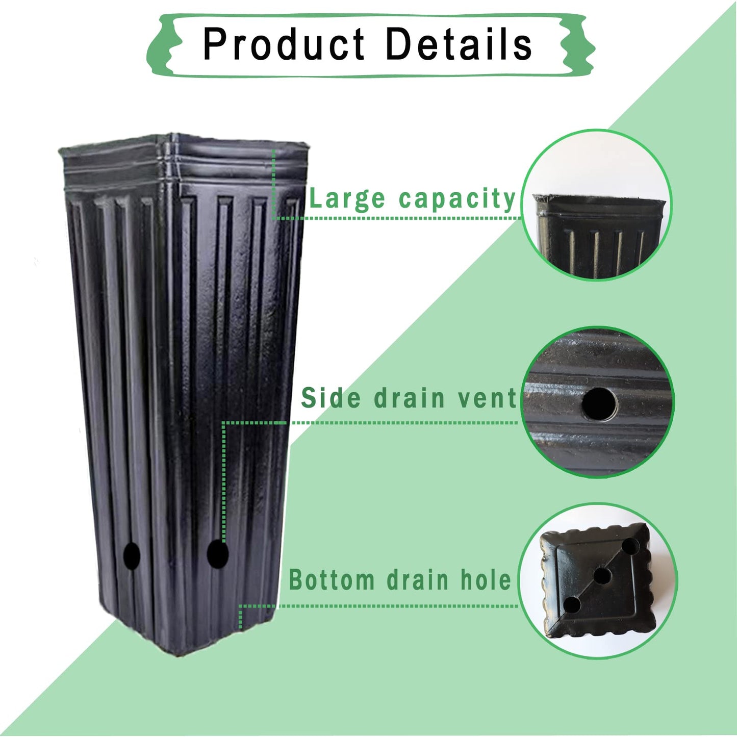 Miewslan 25 Pcs Plastic Deep Plant Nursery Pots, 9.8" Tall Tree Pots Black Deep Seedling Container Pots with Drainage Holes for Indoor Outdoor Garden Plants (25 Pcs)
