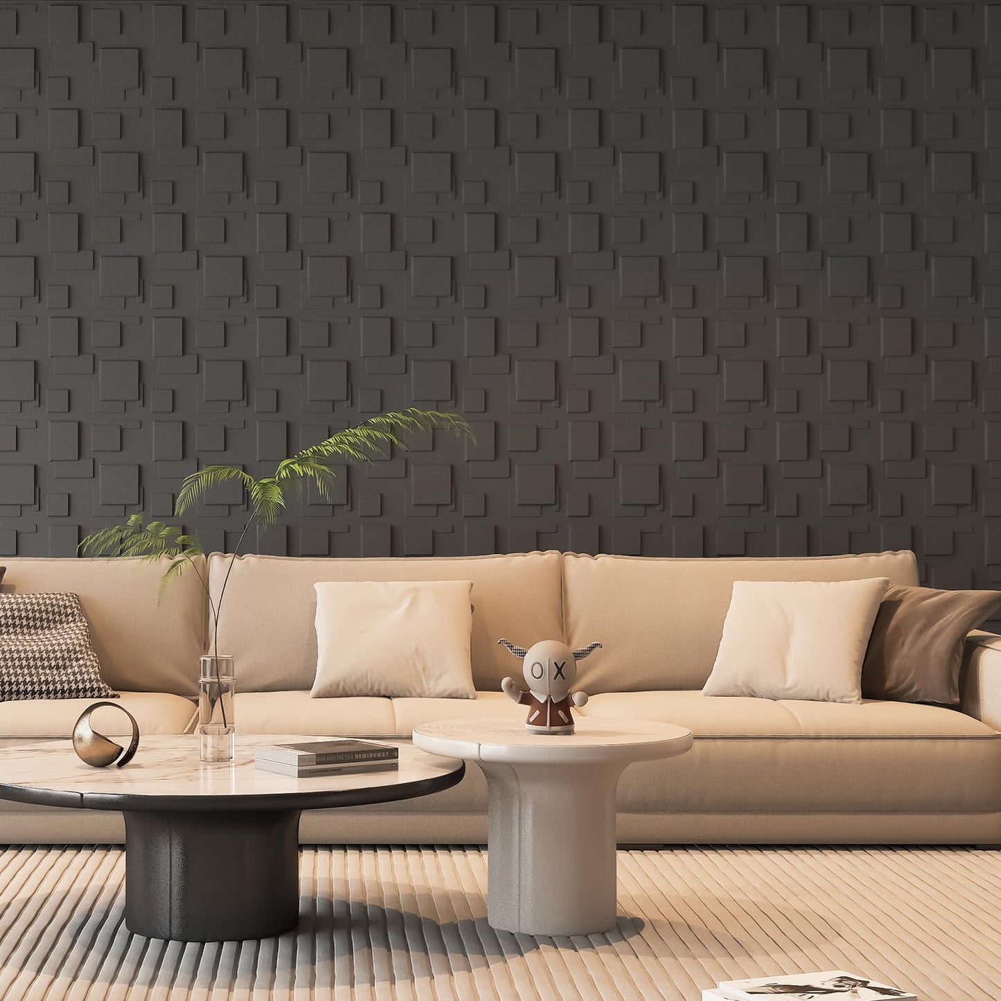 Art3d 20 Pack Decorative 3D Wall Panels, 19 Sq.Feet PVC Interior Wall Décor, 11.8"x11.8", Black