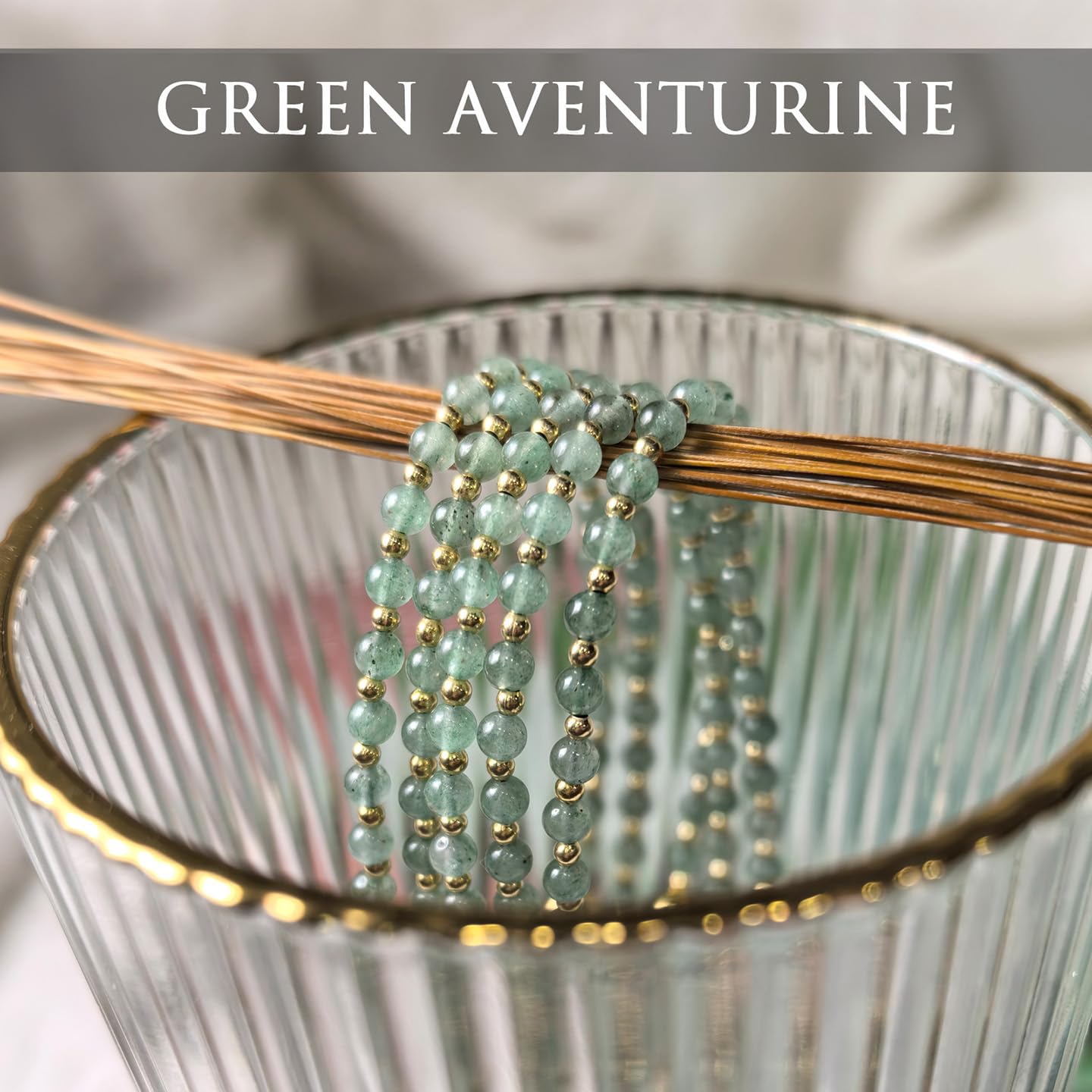 Morchic 3mm Green Aventurine Natural Gemstone Beaded Bracelet for Women, Dainty Tiny Charm Jewelry, Adjustable 7.1-8.6", Ideal Birthday Holiday Gift