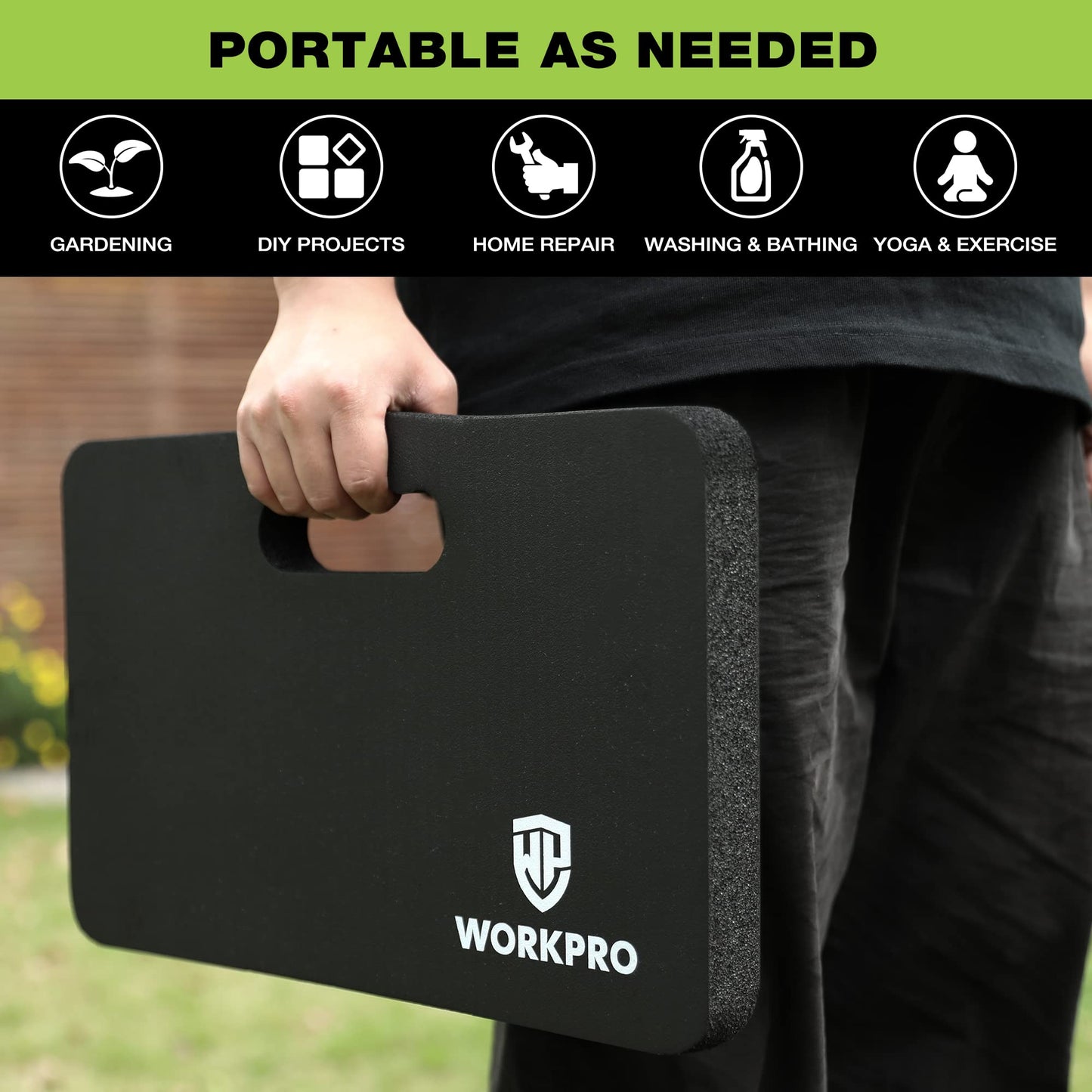 WORKPRO Extra Thick Kneeling Pad, Soft NBR Foam Cushioning for Knee, Large Foam Kneeler Mat for Gardening, Bathing Baby, Exercise, Workout Supplies, 17.5 x 11 x 1.5 in, Black