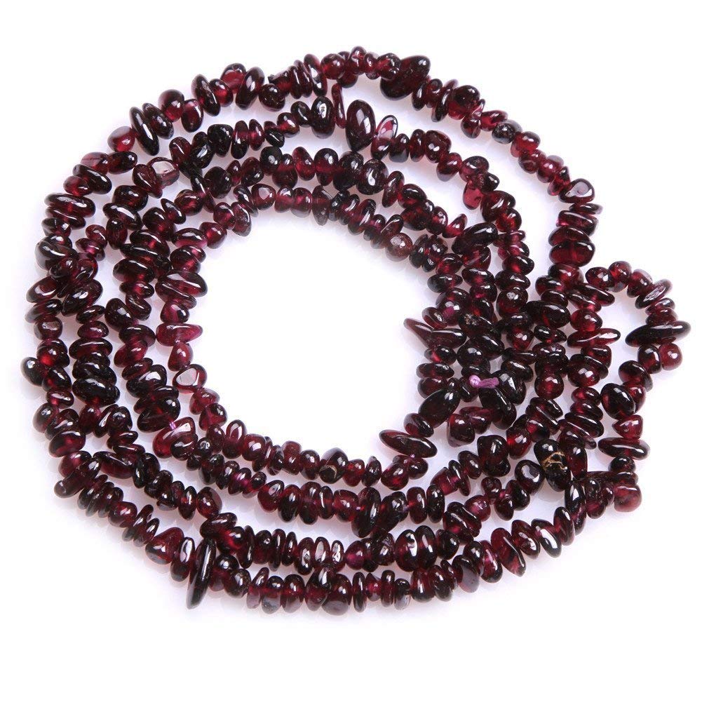 HAAMIIQII 4-6mm Natural Garnet Chips Irregular Chip Stones Loose Gemstone Energy Healing Beads for Jewelry Making 30 Inch Strand