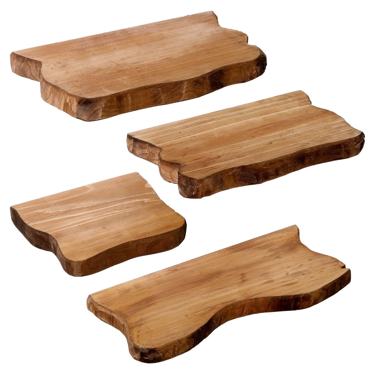 Pinkunn 4 Pcs Floating Shelves for Wall Wooden Live Edge Shelf Wall-Mounted Natural Solid Wood Bedroom Kitchen Storage Living Room Nursery Decor (15.8/11.8/7.9 Inch)