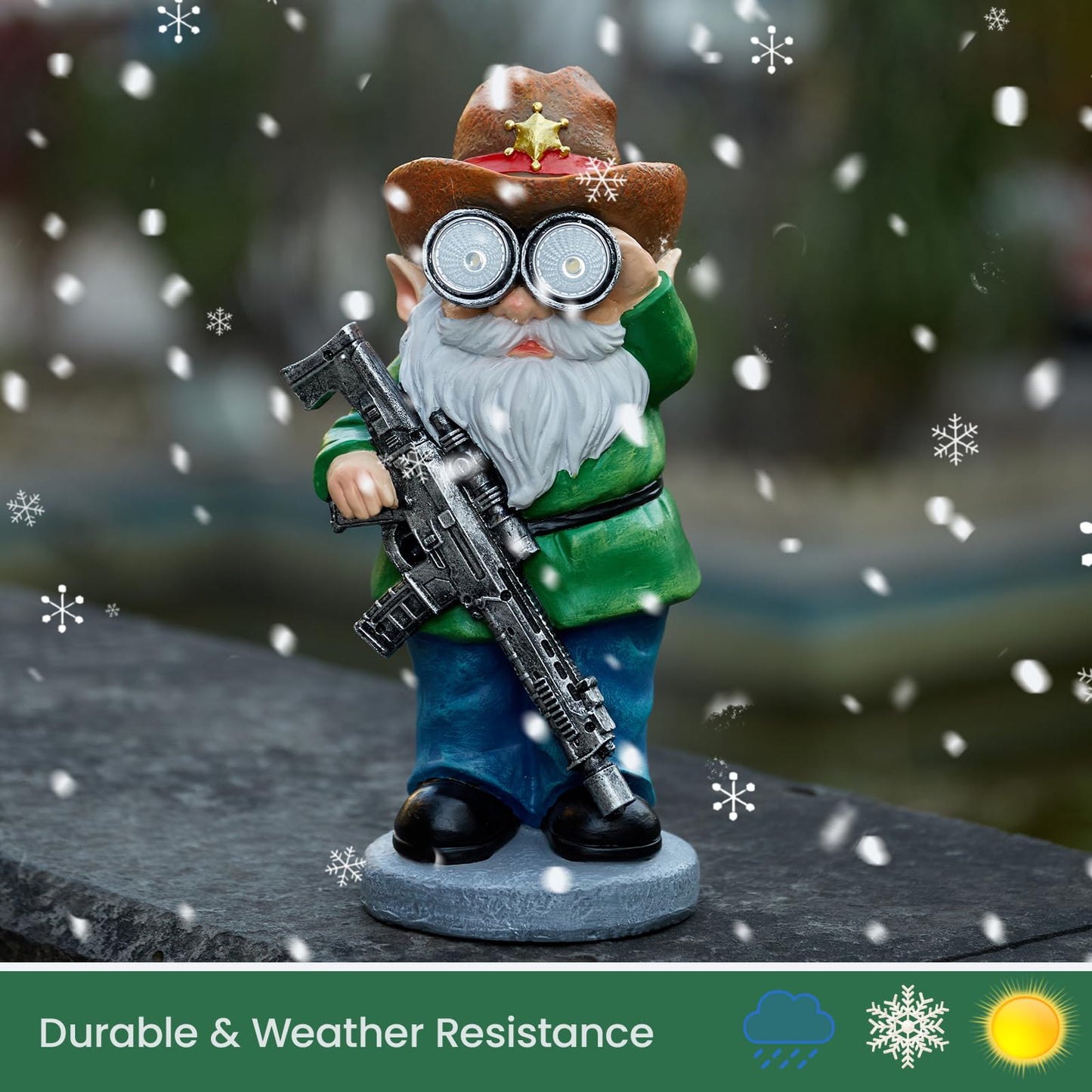 Elegondrar Funny Garden Gnomes Statue Outdoor Decor, Solar Telescope Gnome Decorations for Yard, Lawn, Patio, Porch, Christmas Birthday Housewaming Gifts for Dad, Men, Husband, 10.6 Inch, Resin