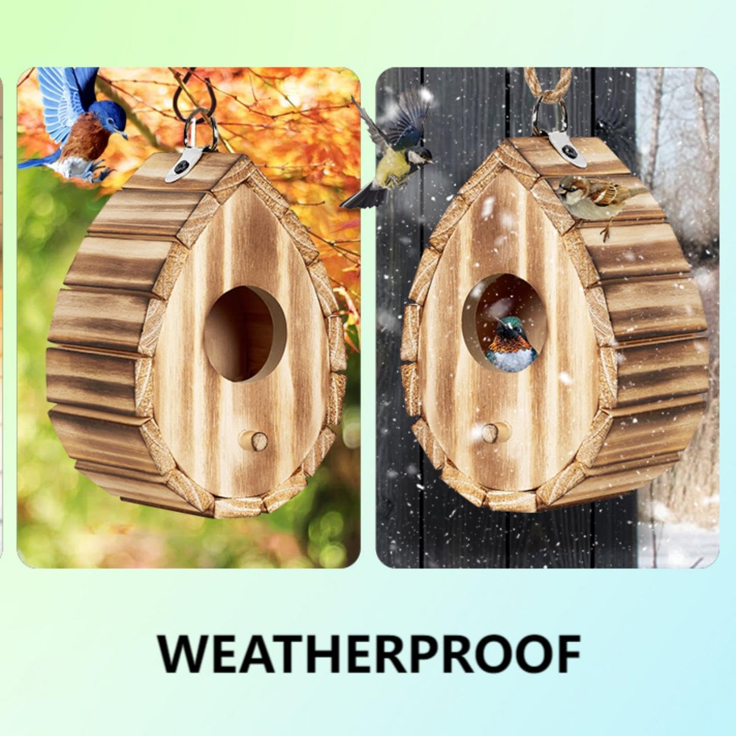 CLACKIBUKVYZ Hummingbird House,Wooden Birdhouse for Outside,Hanging Small Bird Houses,Wild Bird Nesting Box Outdoor Bird House for Bluebird,Finch,Cardinals