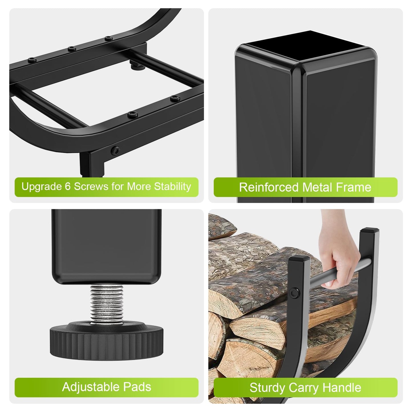 KRZKRZ Firewood Rack Outdoor 30in，Indoor Firewood Storage and Firewood Rustproof Holder，Stable Log Holder and Fireplace Decor Organizer