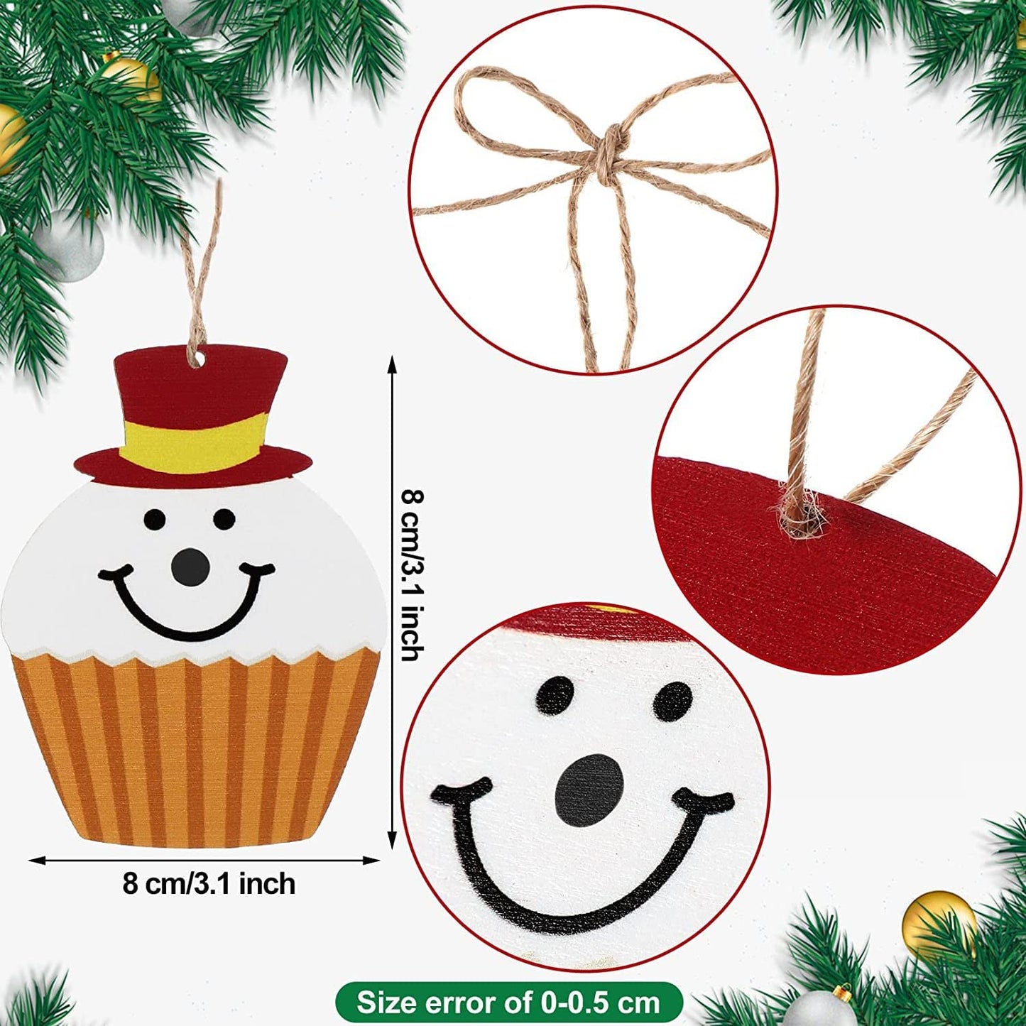 38 Pcs Mini Christmas Ornaments, Wooden Christmas Hanging for Mini Tree Decorations Small Christmas Ornaments Resin Miniatures for Craft Christmas Decor (38pcs)