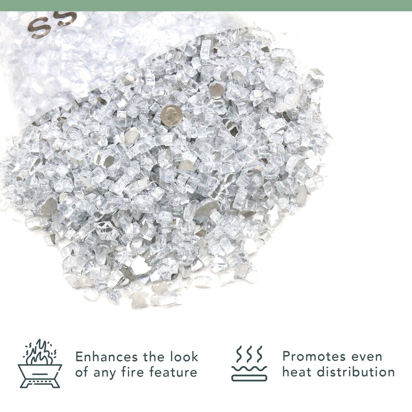 Fire Glass for Fire Pit - Clear - 0.5 Inch 18 lbs - High Luster Reflective Tempered Glass Rocks for Natural or Propane Gas Fireplace or Fire Pit (0.5 Inch - Ref. Clear, 18.00, Pounds)…