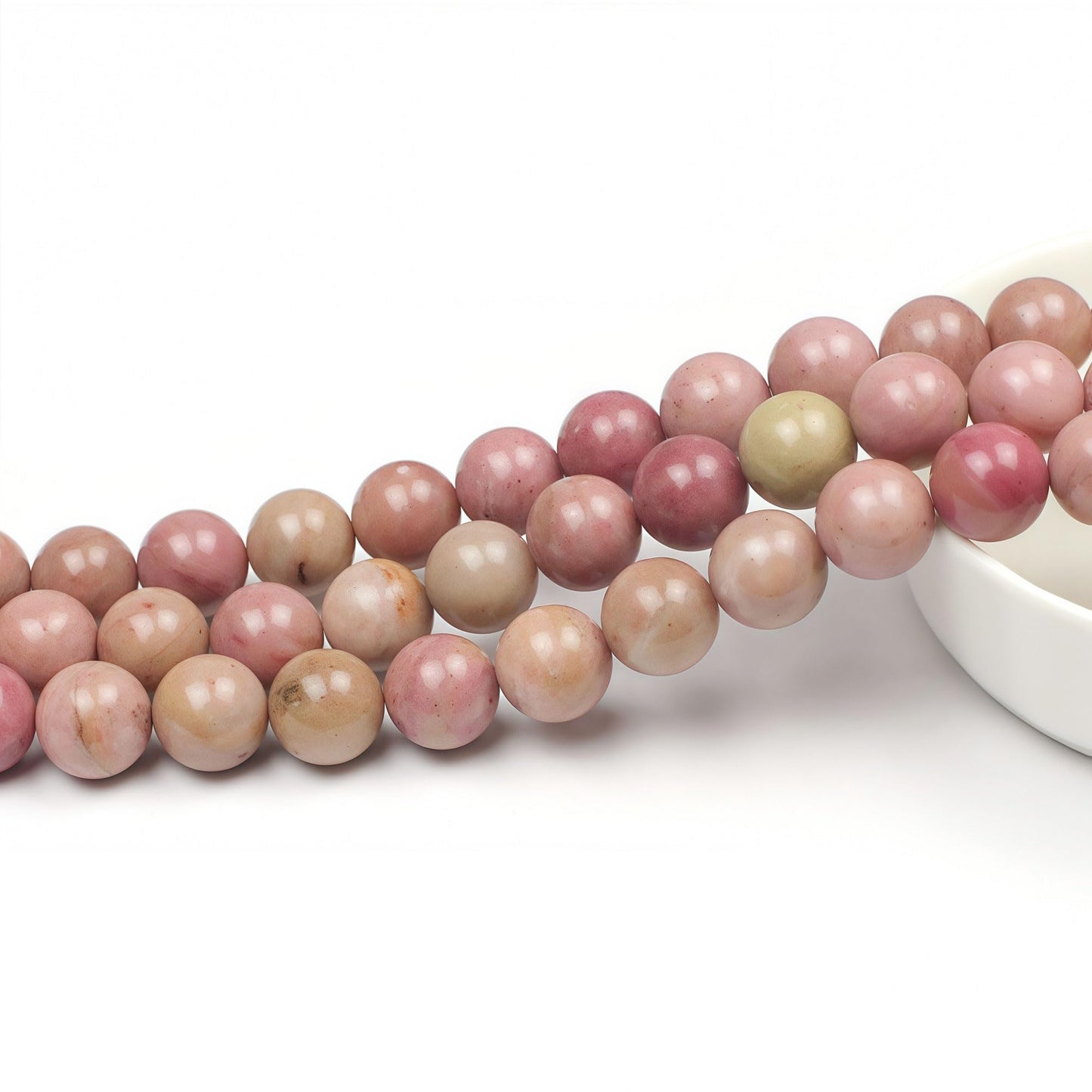 MJDCB Natural Red Stripes Rhodonite Round Stone Beads for Jewelry Making (10mm)