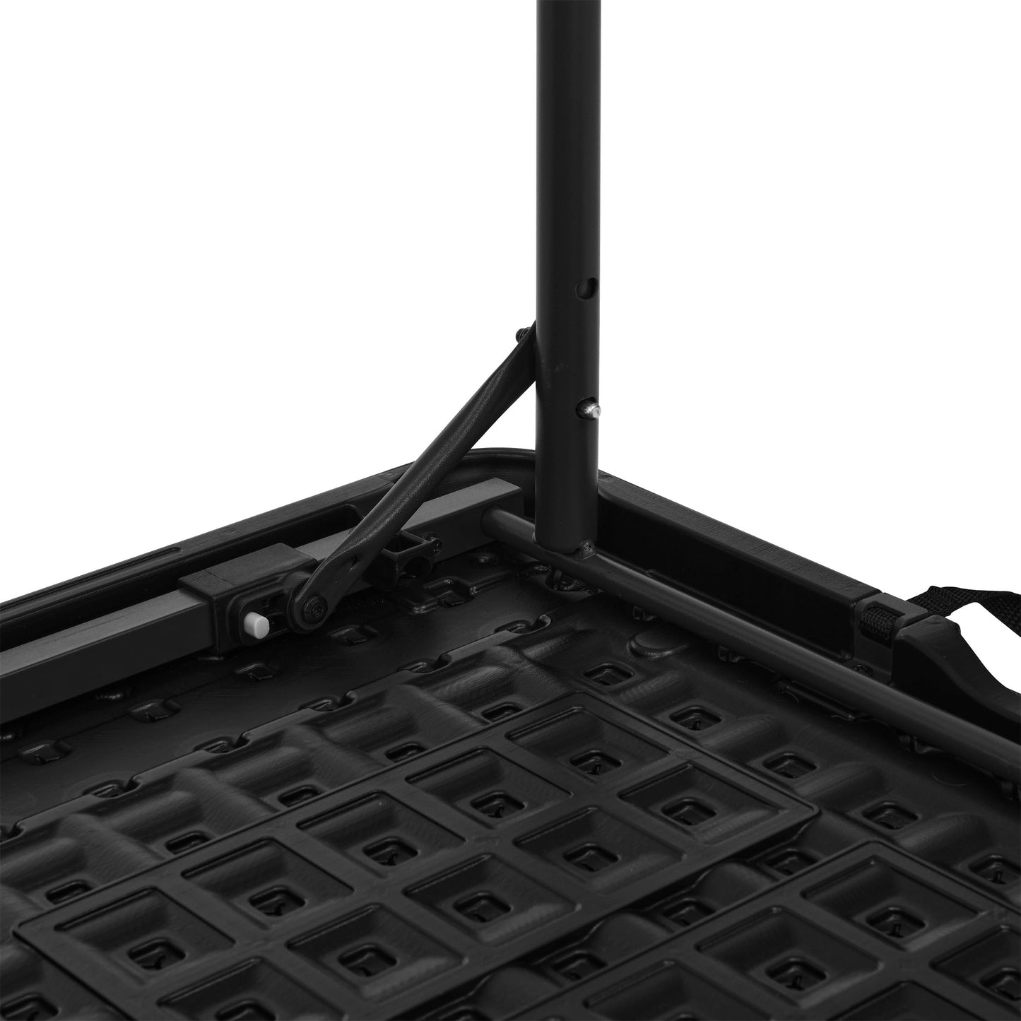 Amazon Basics Portable 4 Ft Rectangular Folding Dining Table, 4 Adjustable Height Settings, Space Saving Fold-in-Half Design and Carrying Handle, Indoor & Outdoor, Washed Black, 47.8 x 23.9 x 33.9 in