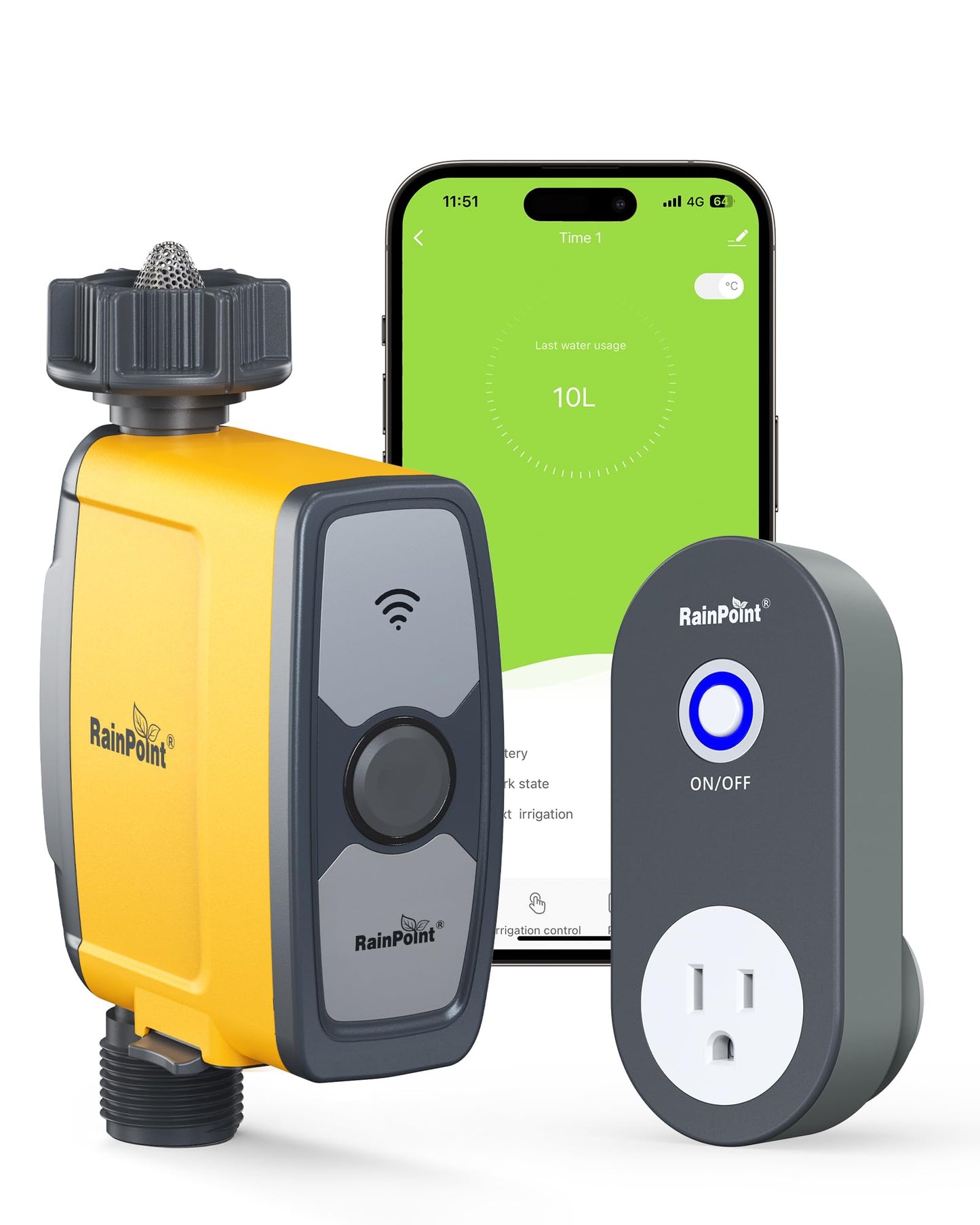 RAINPOINT WiFi Water Timer, Smart Hose Timer for Garden Hose with App & Voice Control, Automatic Irrigation System Based on Weather for Lawn Yard Garden