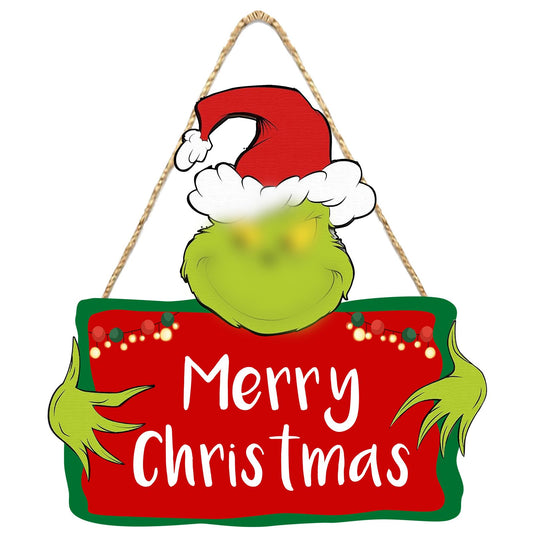 Christmas Decorations Hanging Signs, Wooden Merry Christmas Wreath for Front Door Tree Wall Door Home Decor Home Decor for Holiday Xmas Wall Tree Indoor Outdoor