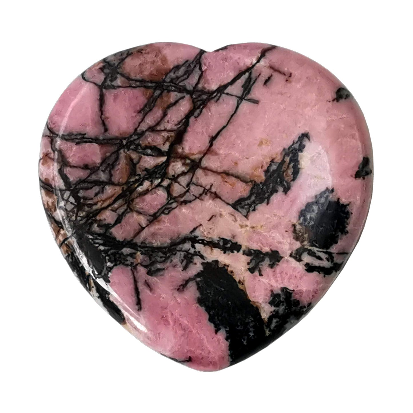 Bacatgem Natural Rhodonite Heart Chakra Thumb Worry Stone,Hand Carved Healing Crystal Shaped Stone for Anxiety Stress Relief Meditation