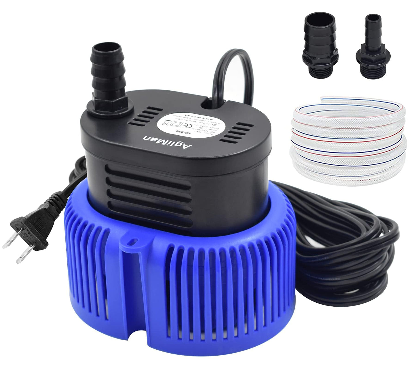 Pool Cover Pump above Ground - Submersible Water Sump Pump Swimming Water Removal Pumps, with Drainage Hose & 25 Feet Extra Long Power Cord, 850 GPH inGround, 3 Adapters