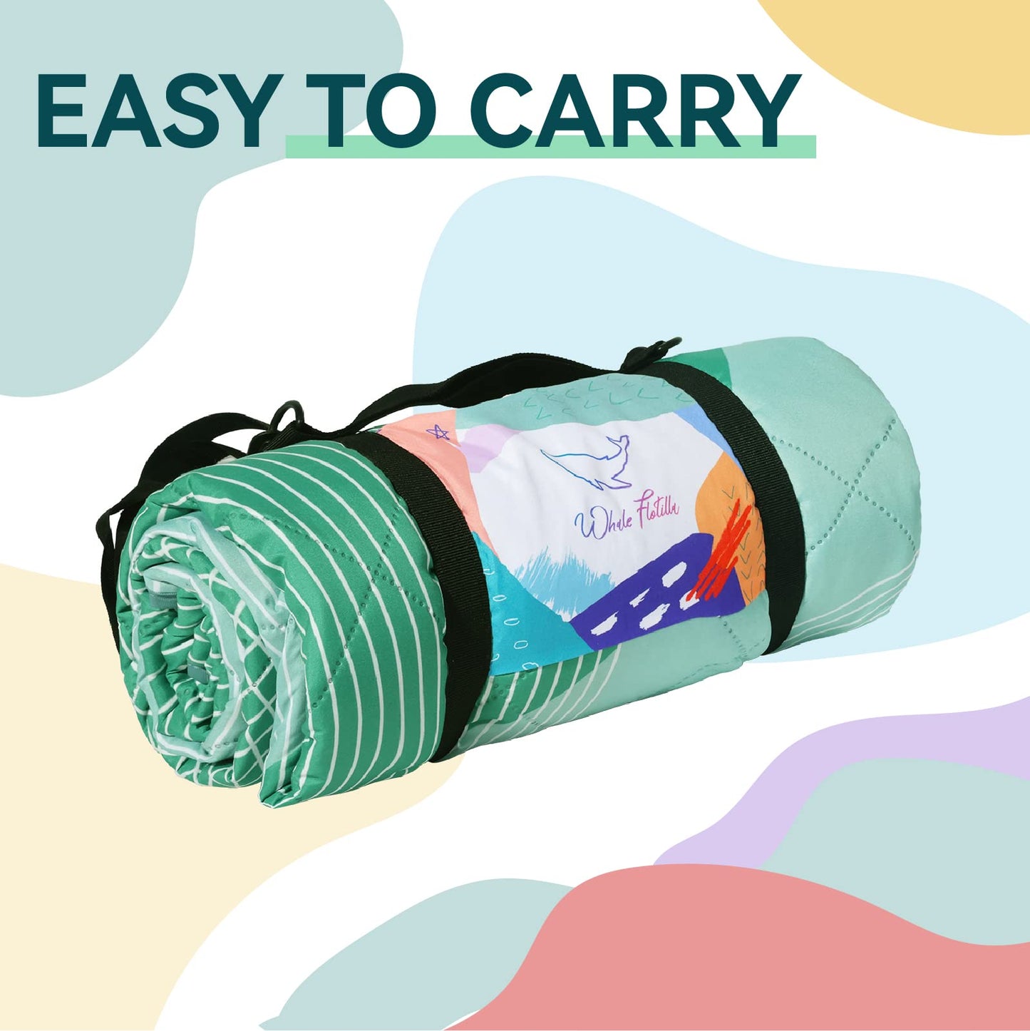 Whale Flotilla Extra Large Waterproof Picnic Blankets 60"x80", Foldable Lightweight Outdoor Blanket for Camping, Hiking, Traveling, Soft Portable Easy to Clean Picnic Mat for Beach Grass Park, Green
