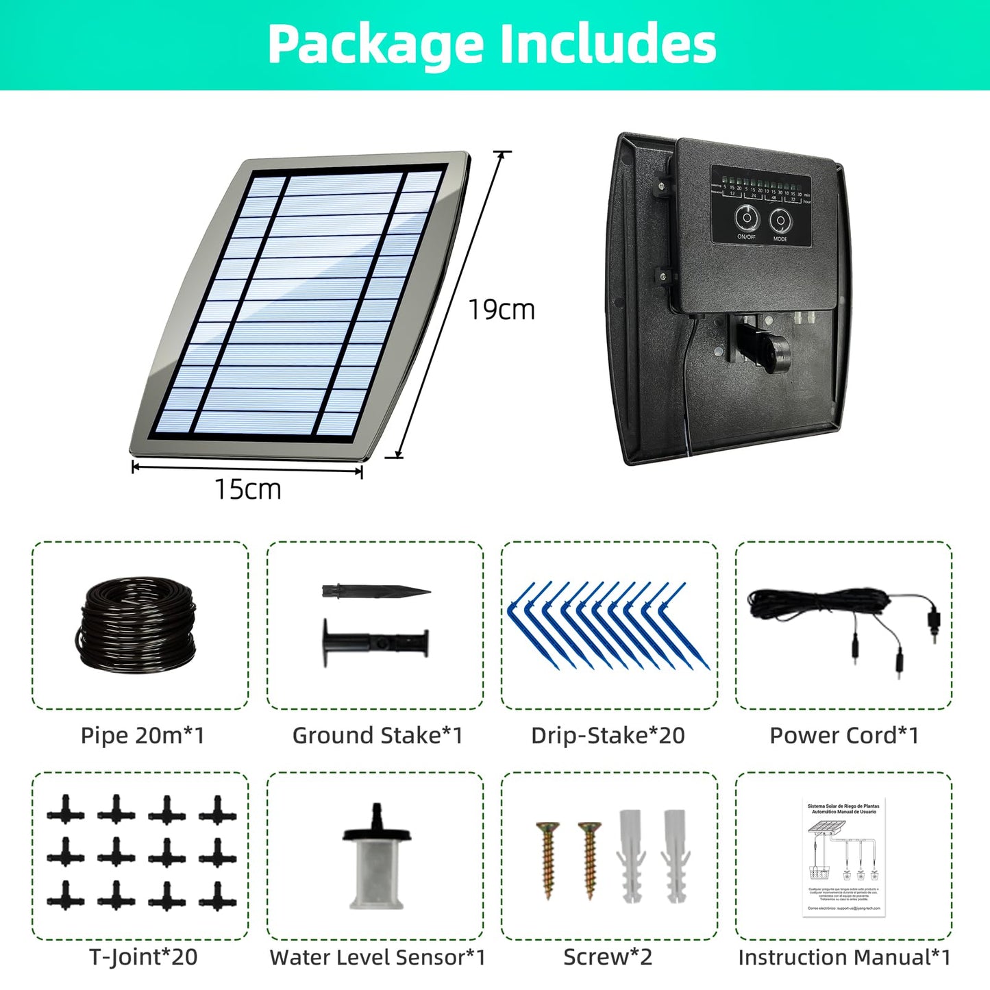 OHYEAHSPIN Solar Drip Irrigation System - Supports 20-30 Pots, 12 Timing Modes - Drip Irrigation Kit,Automatic Plant Garden Watering System for Outdoor Plants,Garden, and Potted Plants