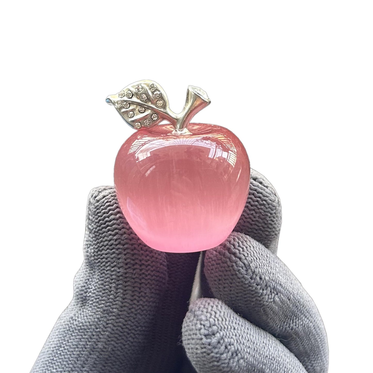 Sunshcat Pink Cat's Eye Stone 1.18 Inchs Apple Crystal and Healing Stone Statues,Room Decoration Christmas Decorations Thanksgiving Gifts Office Gifts Collectibles