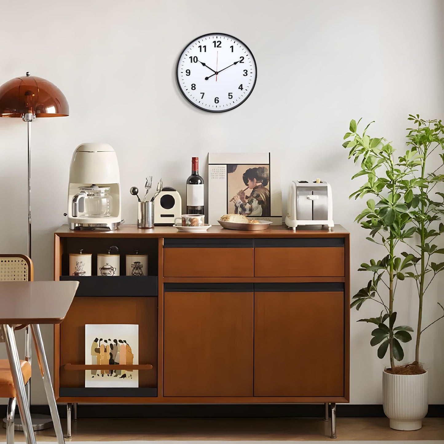 LEIKE Metal Large Wall Clock 24IN Black, Retro Silent Quartz Battery Operated, Decorative for Patio, Kitchen, Living Room, Bedroom, Pool