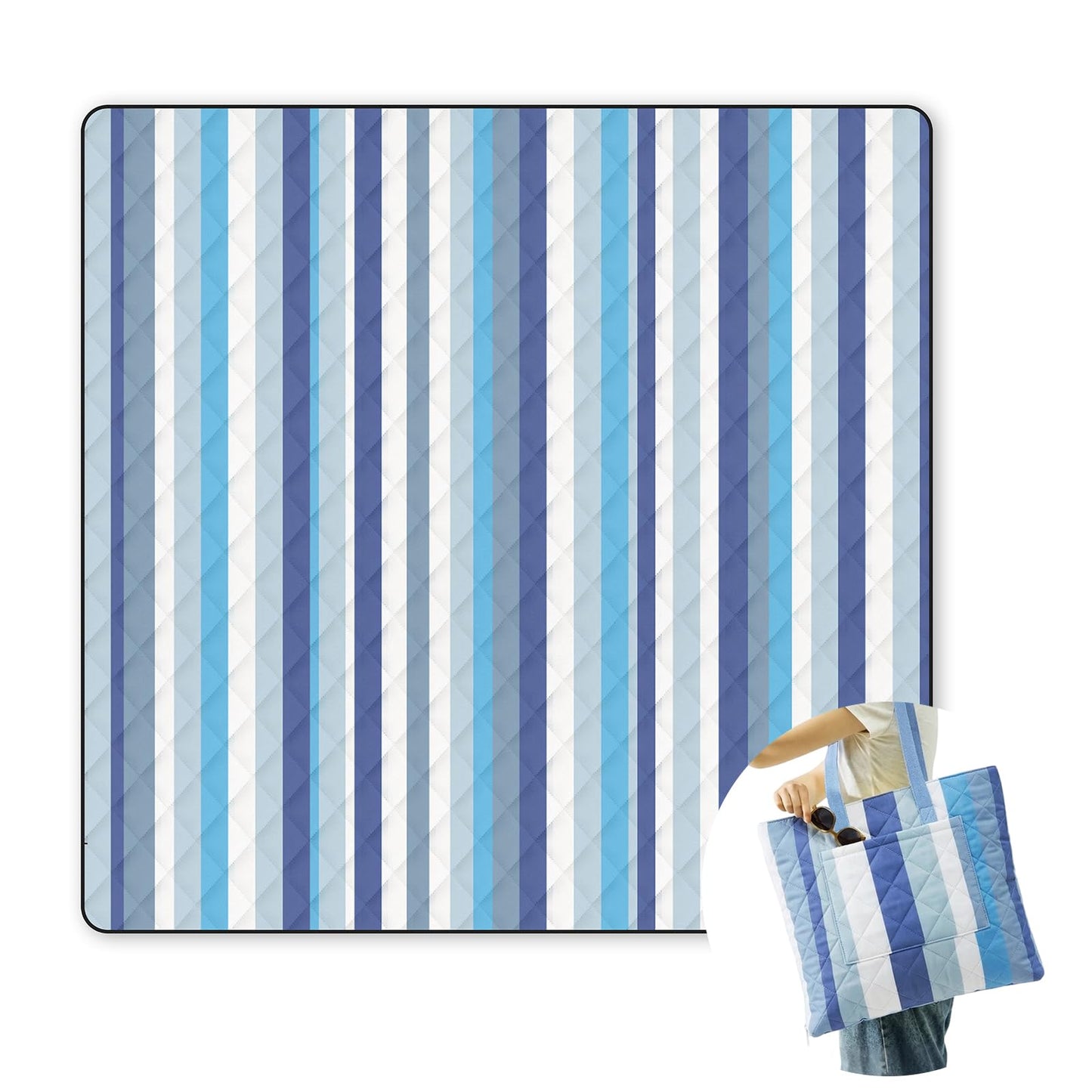 JACTUM 2 in 1 Tote Picnic Blanket Waterproof Outdoor Camping Mat,Large Capacity Beach Blanket 80''x80'' 7 Layers Easy to Foldable and Carry.