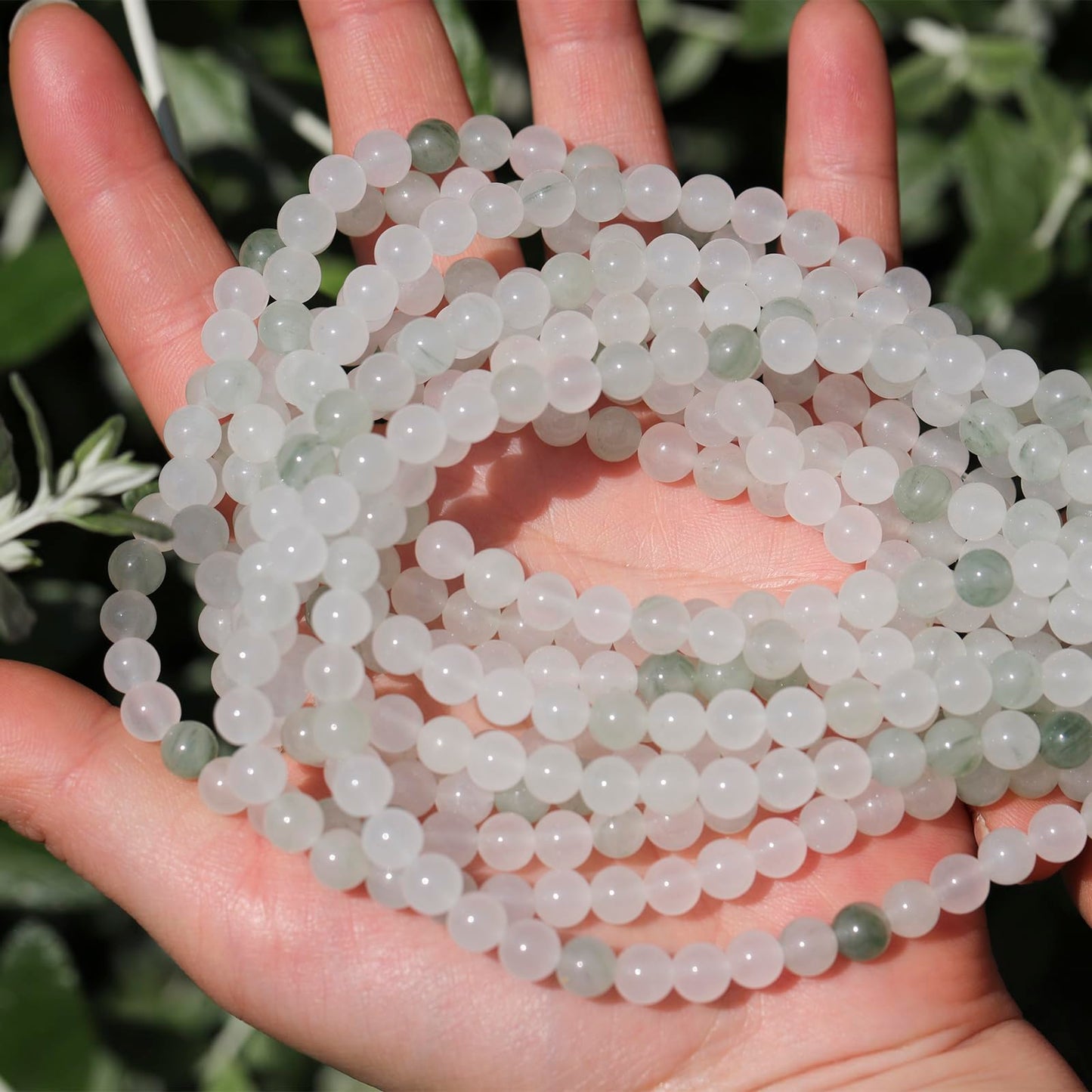 6mm Natural Stone Beads 65pcs White Jade Jasper Polished Round Smooth Crystal Loose Gemstone Beads for Jewelry Making DIY Bracelet Necklace Earring Crafts Supplies