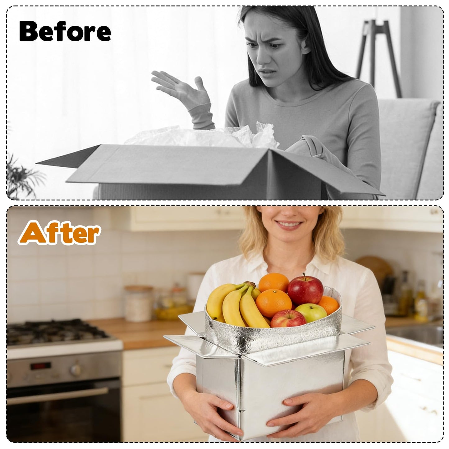 10 Pack Insulated Shipping Boxes - 10.2"x5.9"x7" Cold Shipping Boxes with Aluminium Foil Liner, Reusable Waterproof Cooler Kits, Foldable Leakproof Cooler Cartons for Frozen Food,Seafood & Desserts