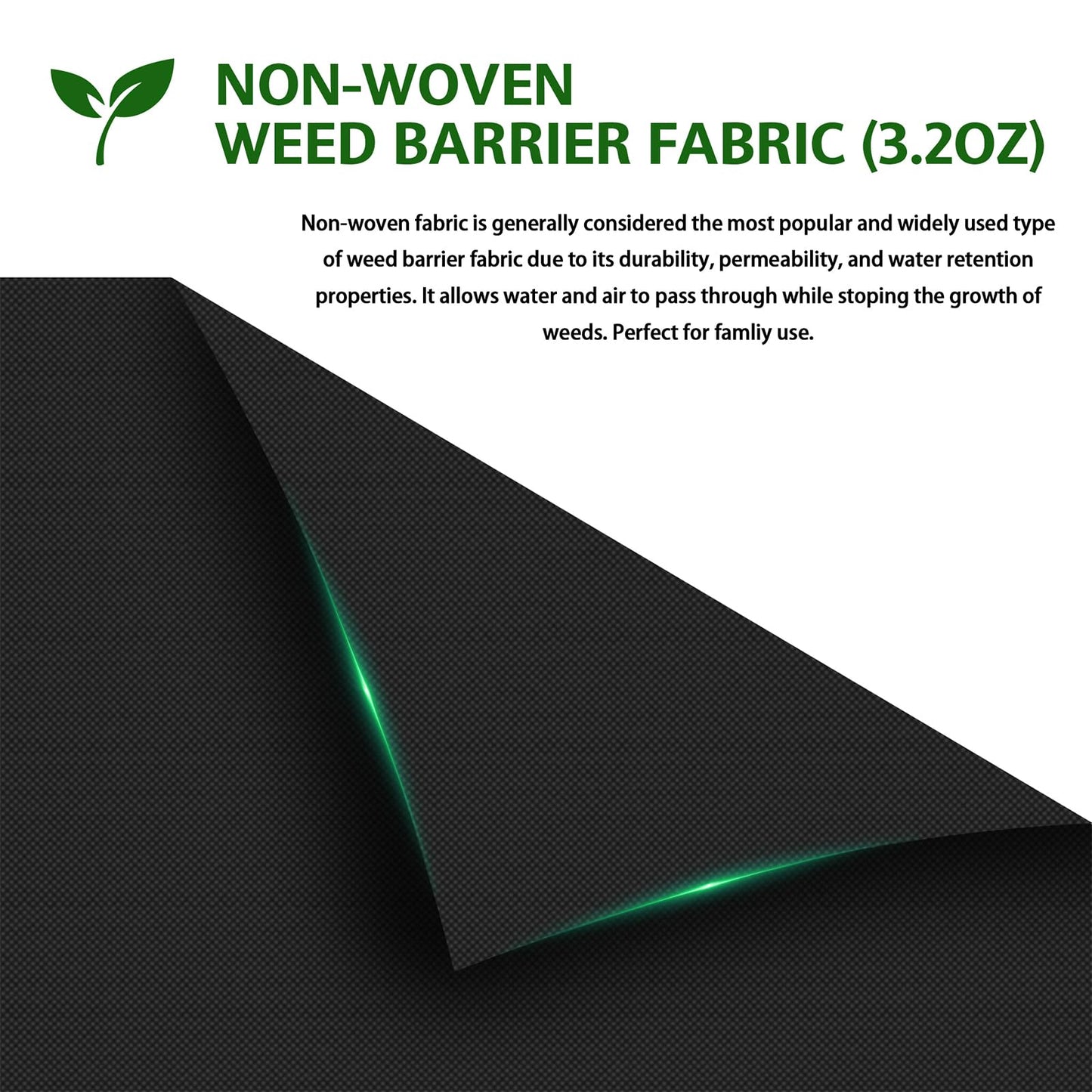HOOPLE 3ftx180ft Heavy Duty Weed Barrier Landscape Fabric, Non Woven Geotextile Fabric for Weed Control, Driveways & Gardens | Commercial Grade Ground Cover with High Permeability, Cut to Size by Yard