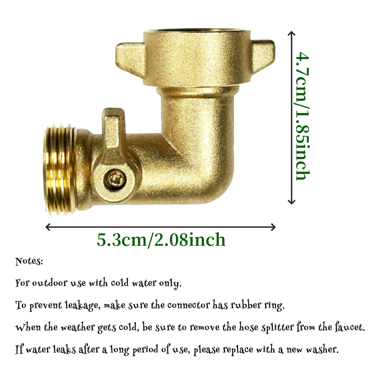 EZtar 90 Degree Garden Hose Elbow with Shut Off Valve - RV Water Hose Connector Brass Fitting for Tight Spaces (Elbow)