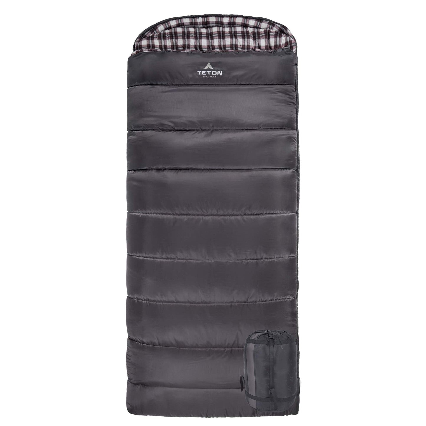 Teton Fahrenheit XXL, +20F Degree Sleeping Bag, All Weather Sleeping Bag for Adults, Camping Made Easy and Warm. Compression Sack Included, Grey, Left Zip