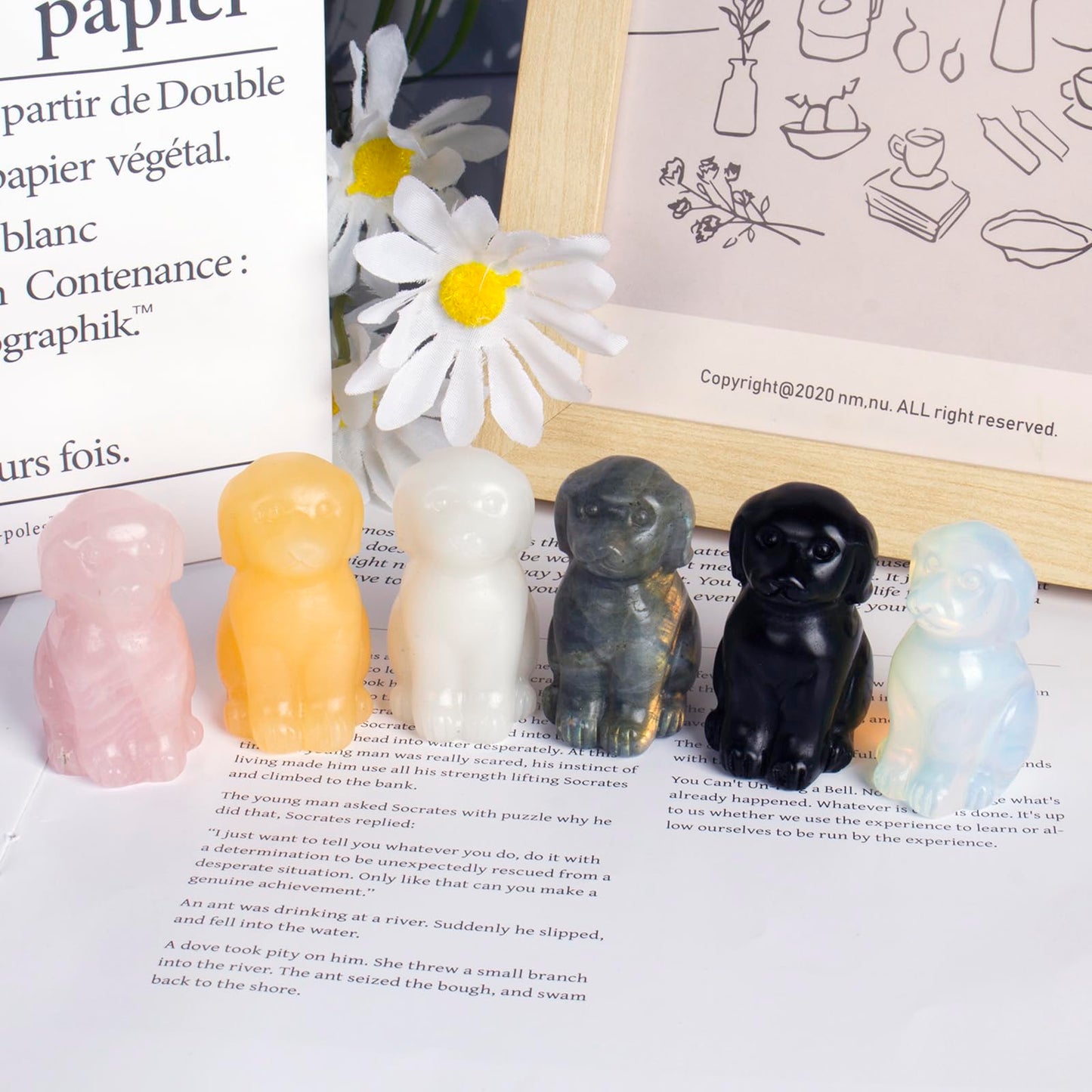 Ytbeoxk Hand-Carved Natural Yellow Jade Crystal Dog Sculpture for Spiritual Healing Energy Stone Feng Shui Wealth Protection Figurine Home Office Desk Decor Unique Gift for Pet Lovers Birthday.