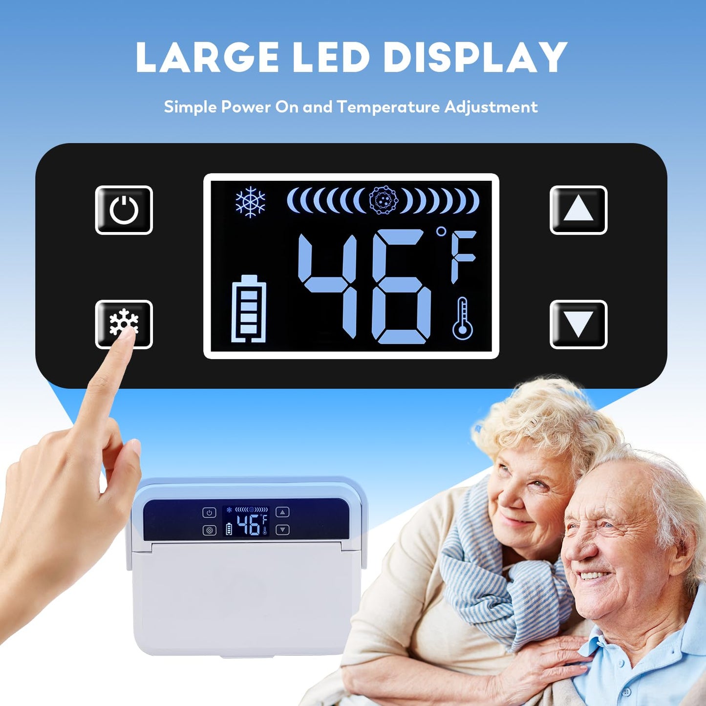 CGOLDENWALL Portable Insulin Cooler Box for Max.12 Pens, 7.5 * 3 * 2.7inches Internal Capacity 32-64℉ Setting with 5V 13600MAH Battery Mini Medicine Refrigerator for Home &Outdoor Use