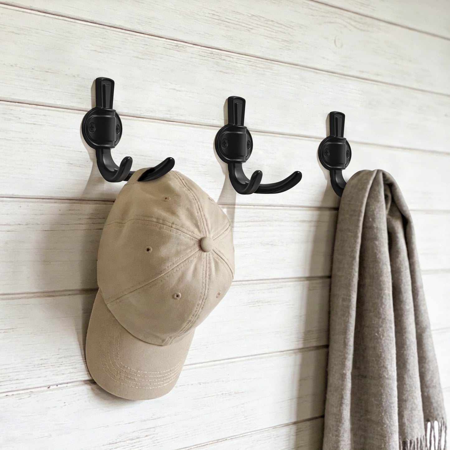 TUNNY 5 Pack Coat Hooks - Matte Black Coat Hooks,Heavy Duty Hooks-wall Hook for Hanging Towel,Purse, Robe, Backpack, Jacket, Clothes - for Bathroom,Dorm, Closet, Kitchen