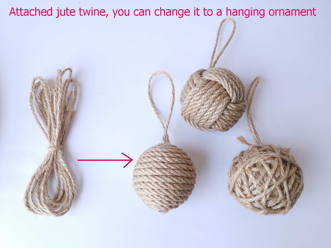 Elkpruu Rustic Jute Orbs Set of 8, Farmhouse Decorative Balls for Bowls, Vase Fillers, Christmas Centerpiece, Handwoven Home Decor Ornaments, Potpourri Accents