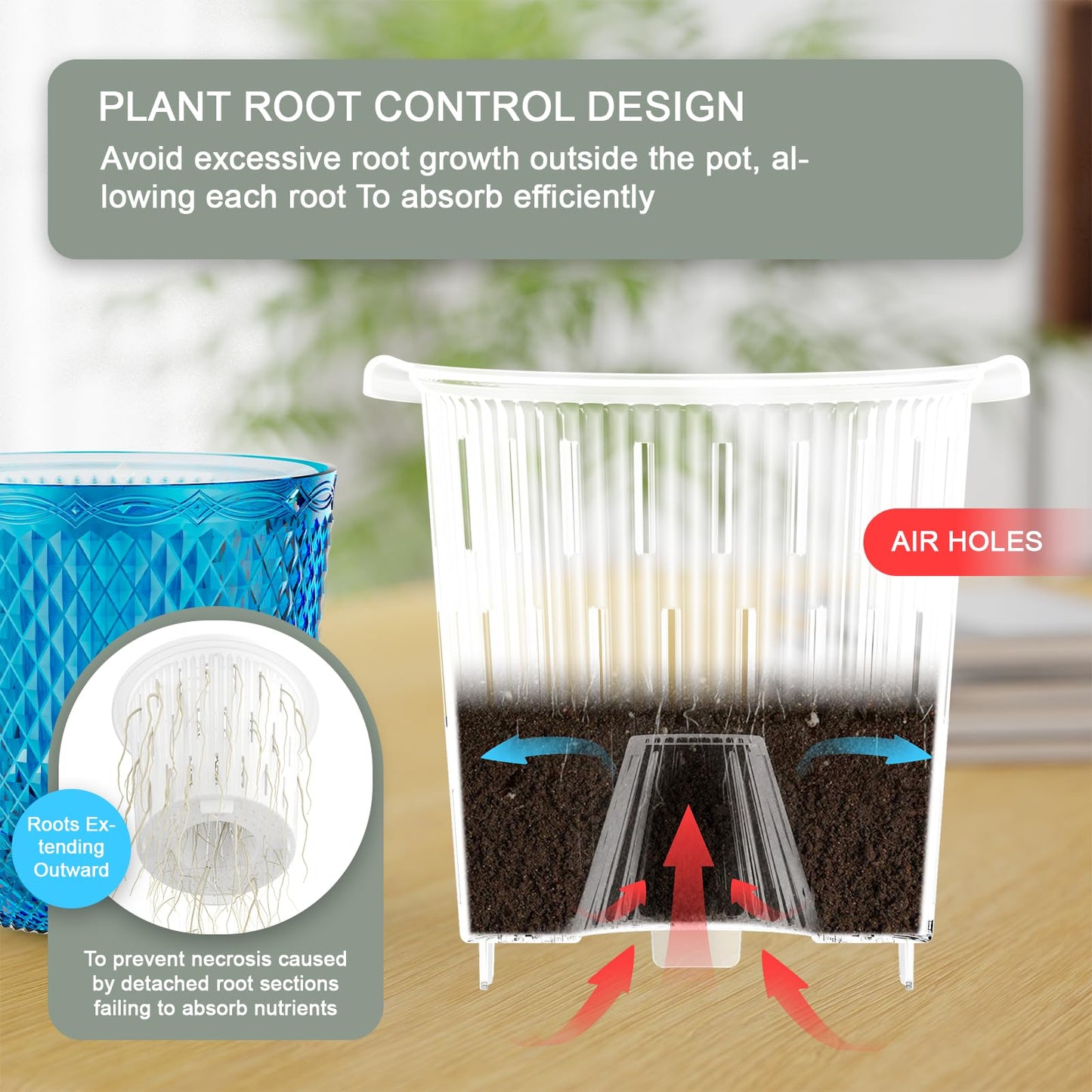 QCQHDU Hanging Planters for Indoor Plants, 2-Pack 7.2 Inch Self Watering Hanging Pots, Plastic Plant Hanger with Drainage Holes and 3 Hooks Chains for Garden Home (Klein Blue)