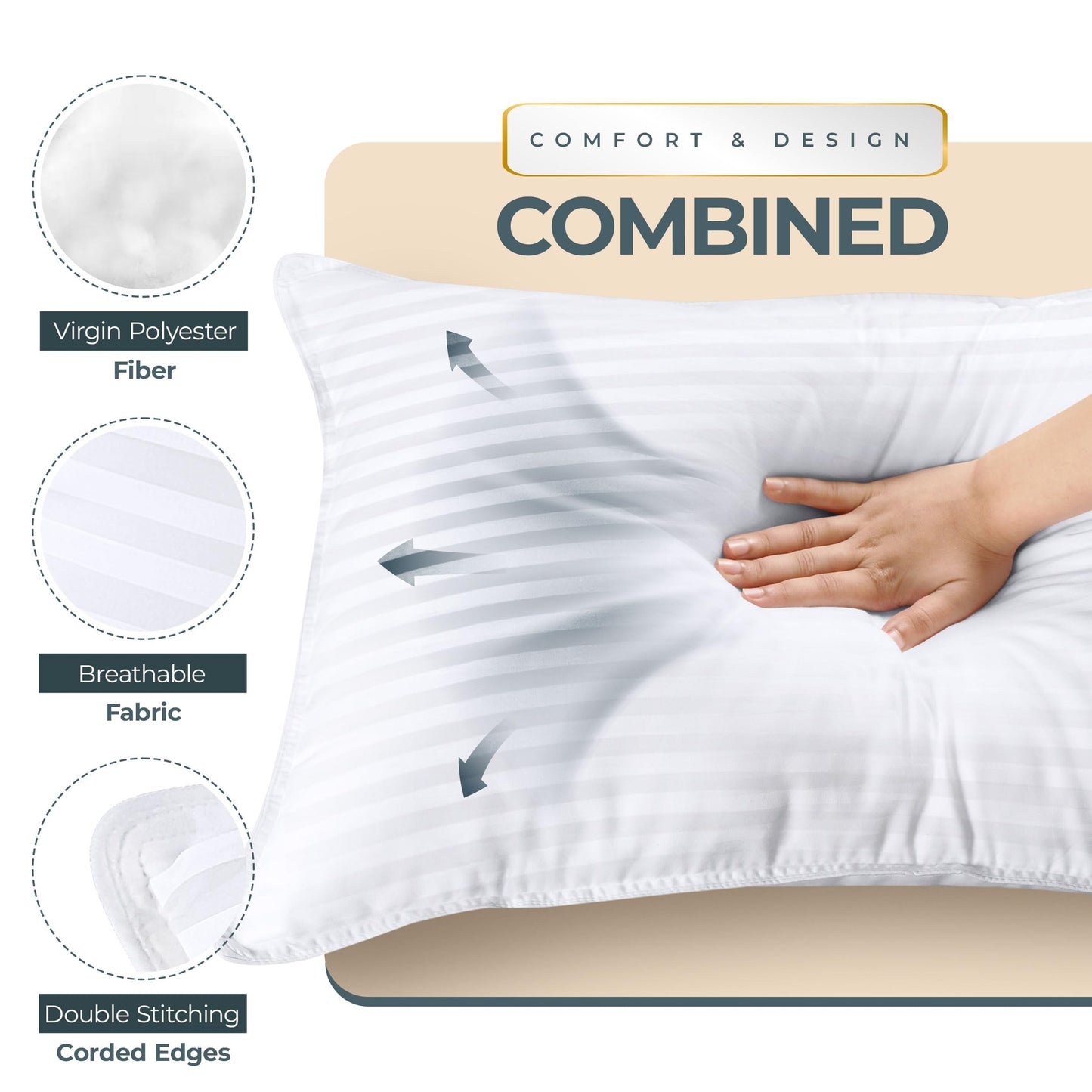 Utopia Bedding Bed Pillows for Sleeping Queen Size (White), Set of 2, Down Alternative Pillow for Sleeping, Cooling Hotel Quality Pillow Set for Back, Stomach or Side Sleepers