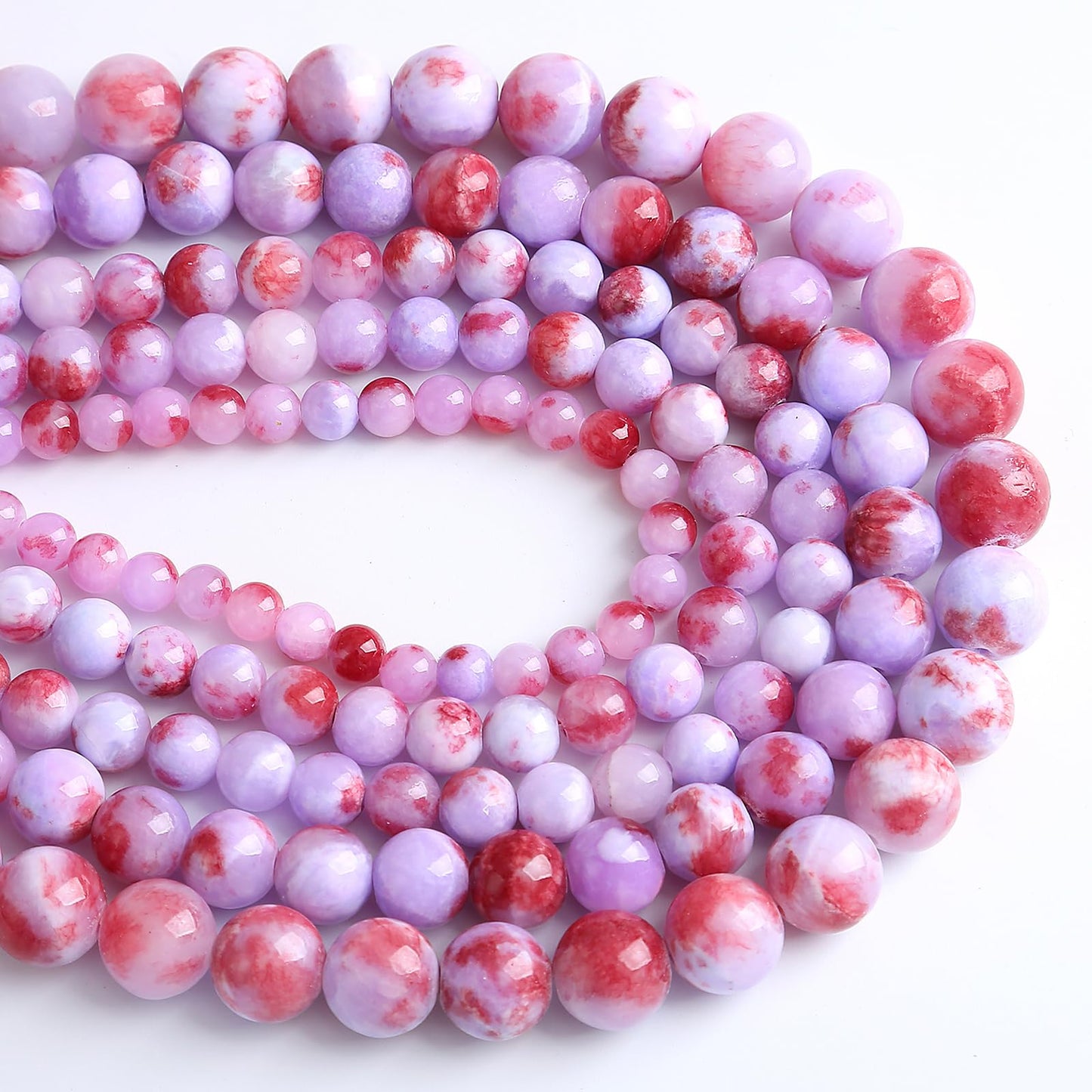 8MM 46PCS Purple Red Persian Jade Spacer Loose Beads for Jewelry Making DIY Bracelet Necklace