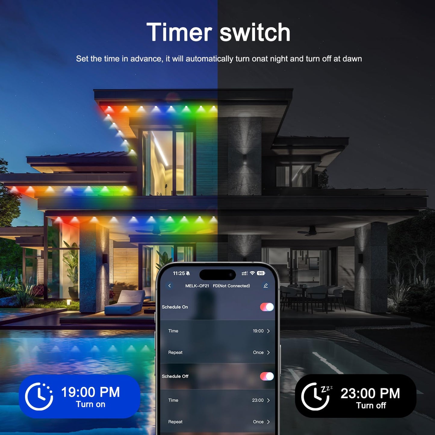 YFFSHLCS Permanent Outdoor Lights, 200ft Outdoor String Light Smart RGB with 72 Scene Modes, IP67 Waterproof Holiday Lights for Outside, APP and Remote Control Party Holidays