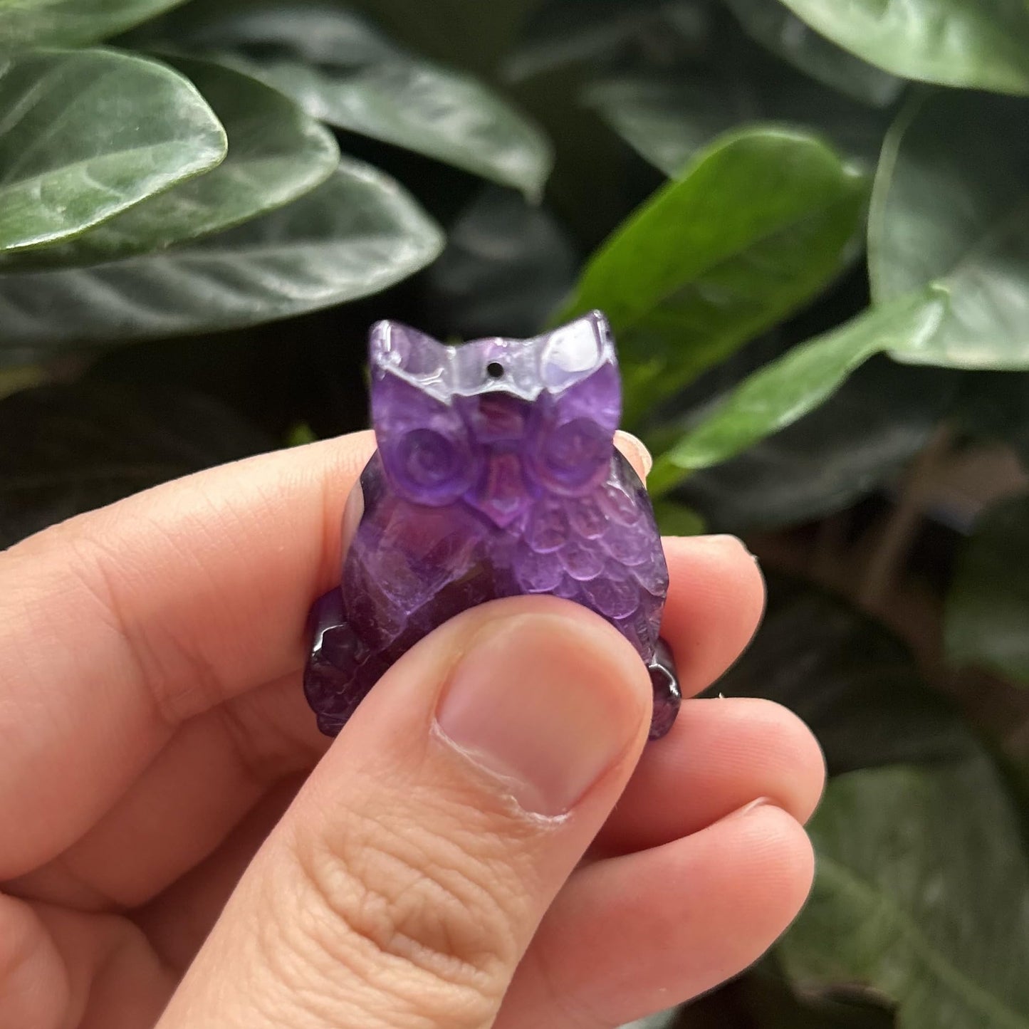 Bacatgem Natural Amethyst Owl Figurines Crystals and Healing Stones,Haped DIY Pendant