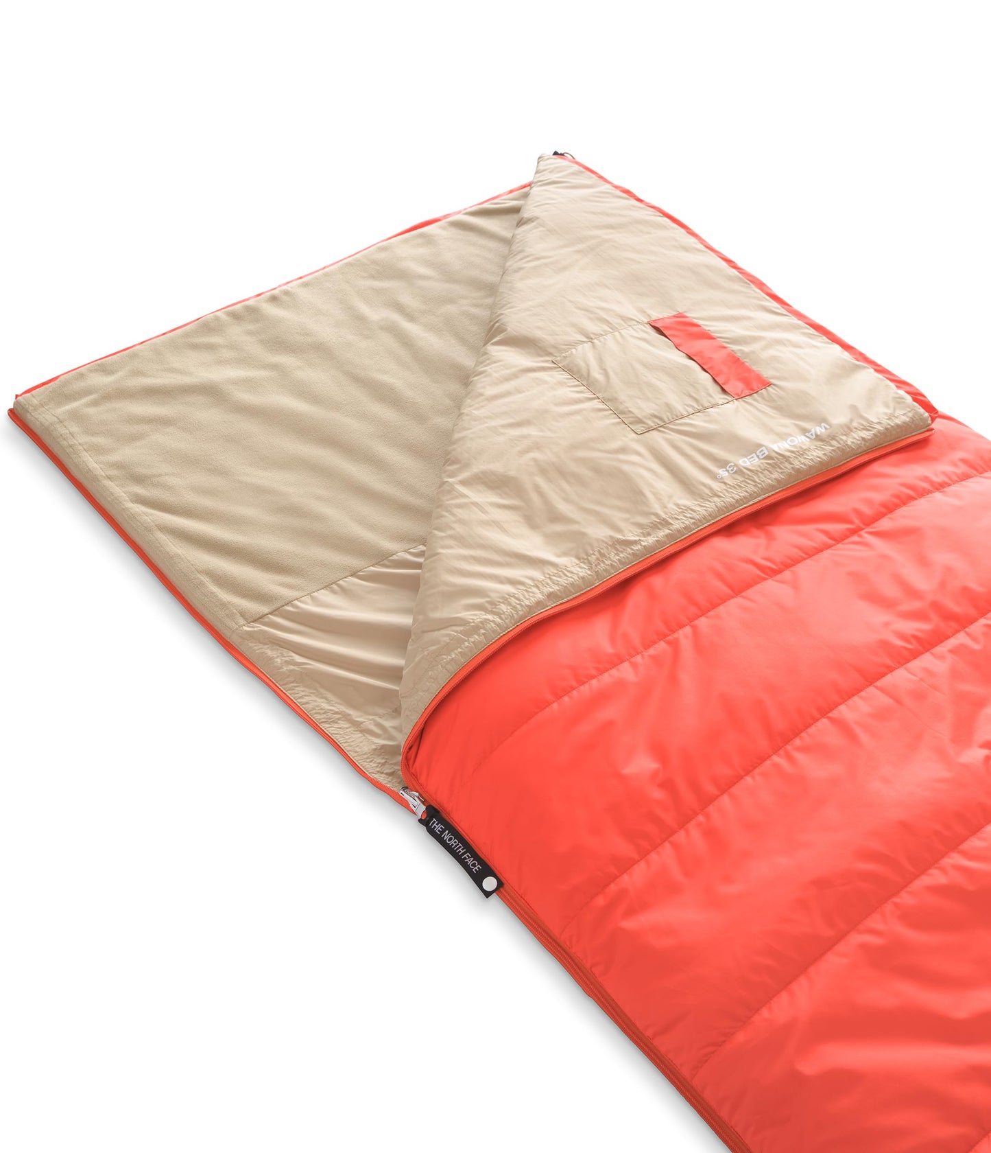 THE NORTH FACE Wawona Bed 35 Sleeping Bag - Rectangular 35F / 2C Insulated Camping Sleeping Bag, Water Repellent, Retro Orange-NPF, Regular