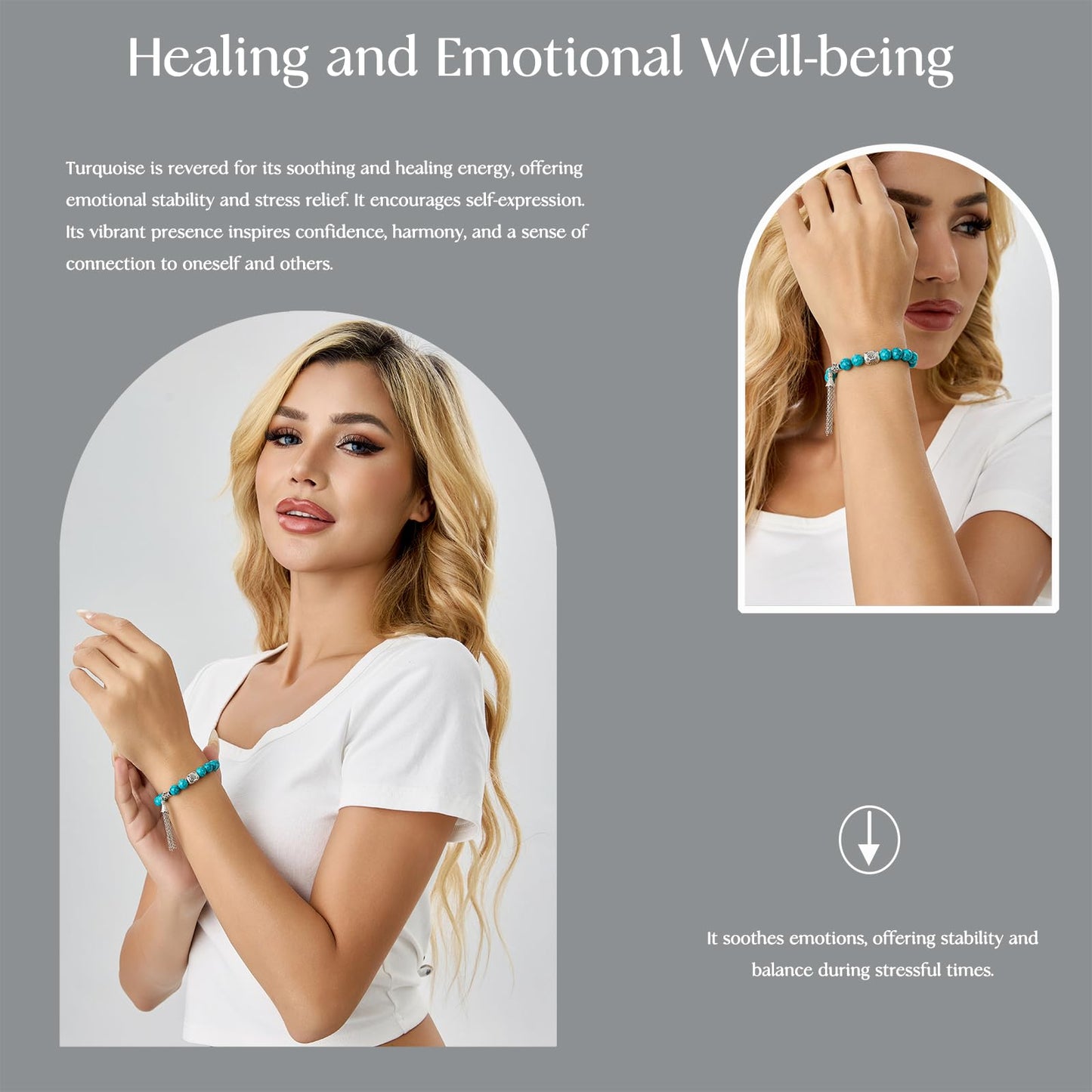 BaronCara Turquoise Healing Crystal Bracelet - Chakra Blessing & Protection Jewelry for Women