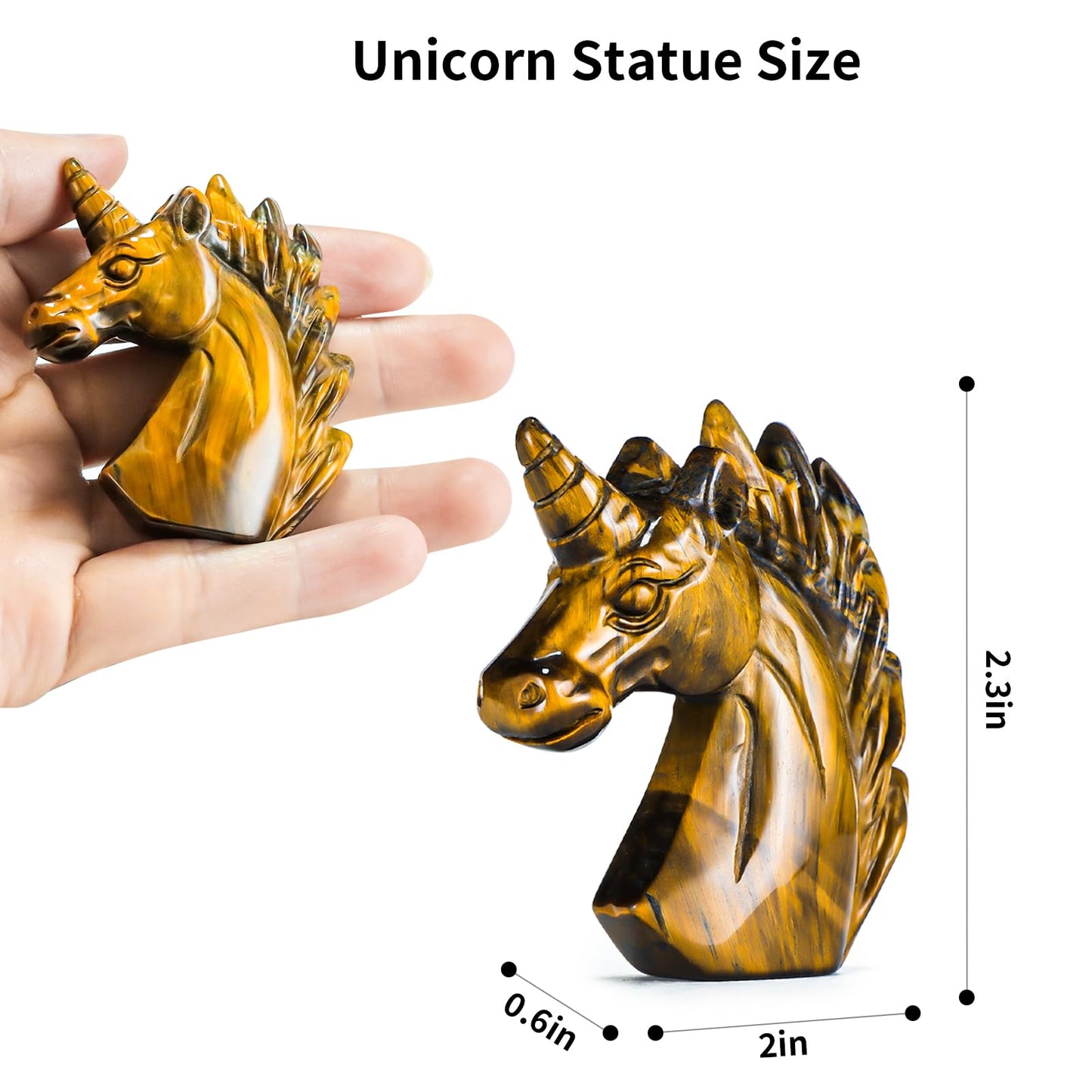 Artistone Fairy Unicorn Statue Crystal Figurines Home Decor Tiger Eye Animal Carvings Collection Reiki Gifts Gemstone Paperweight Unicorn Sculpture Stone Ornament