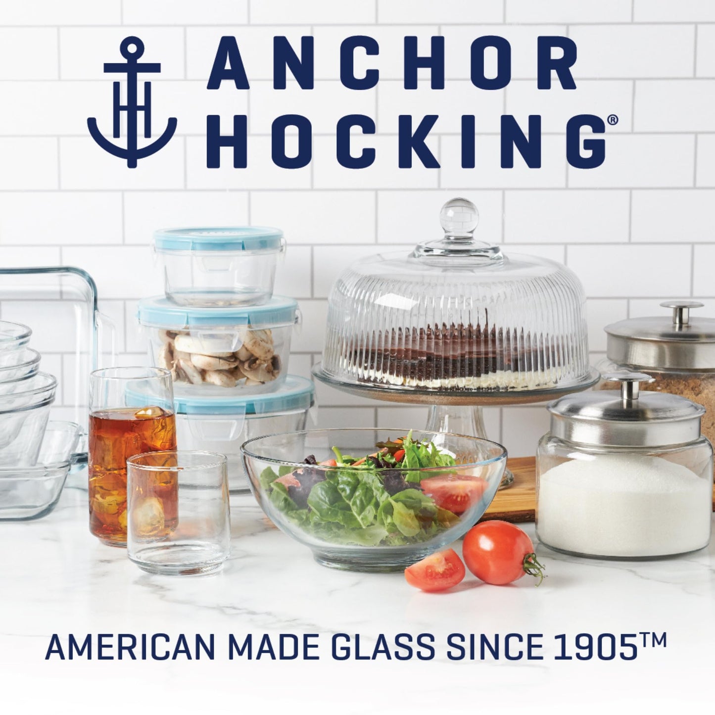 Anchor Hocking Heritage Hill Glass Jar with Lid, 2 Gallon Capacity, with 2 Chalkboard Labels and Chalk