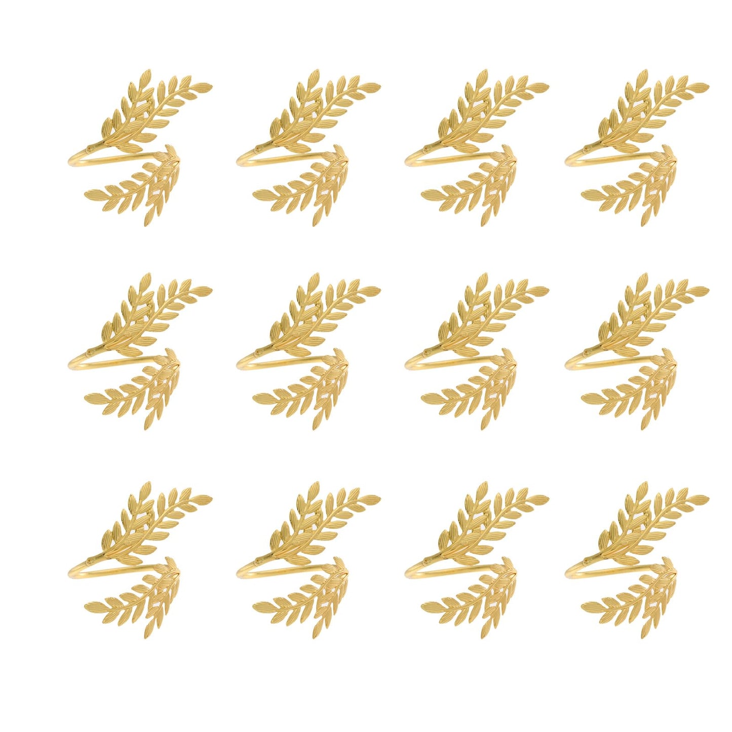 14K Gold Napkin Rings Set of 12,Metal Gold Leaf Napkins Rings Holder Buckles for Thanksgiving Christmas Napkin Rings for Wedding,Banquet,Party Dinner Table Decor