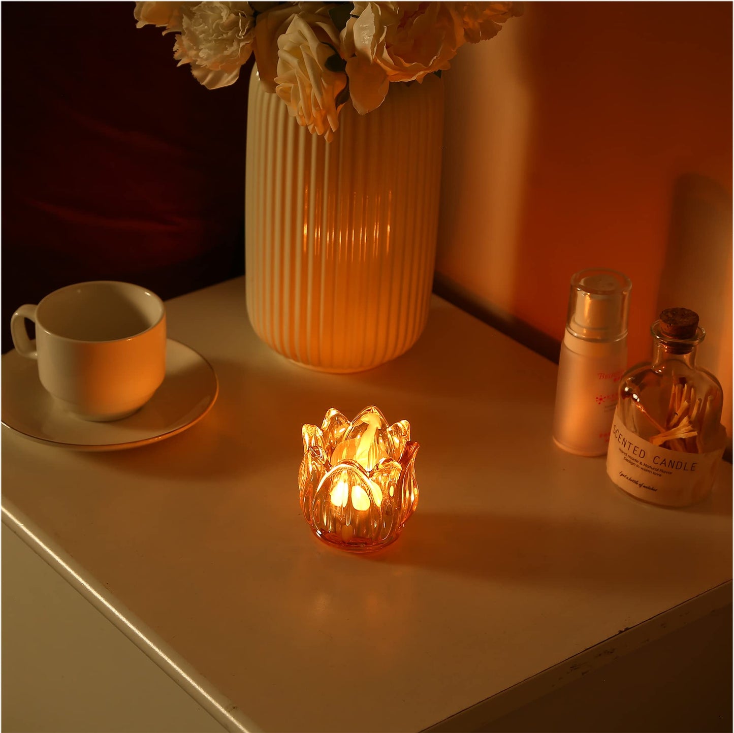 GOLDEAL 12Pcs Gold Votive Candle Holders, Thick Glass Tea Light Candle Holder Bulk, Tealight Candle Jars for Wedding Table Decor, Party Supplies, Bridal Shower Decorations, Centerpieces for Tables
