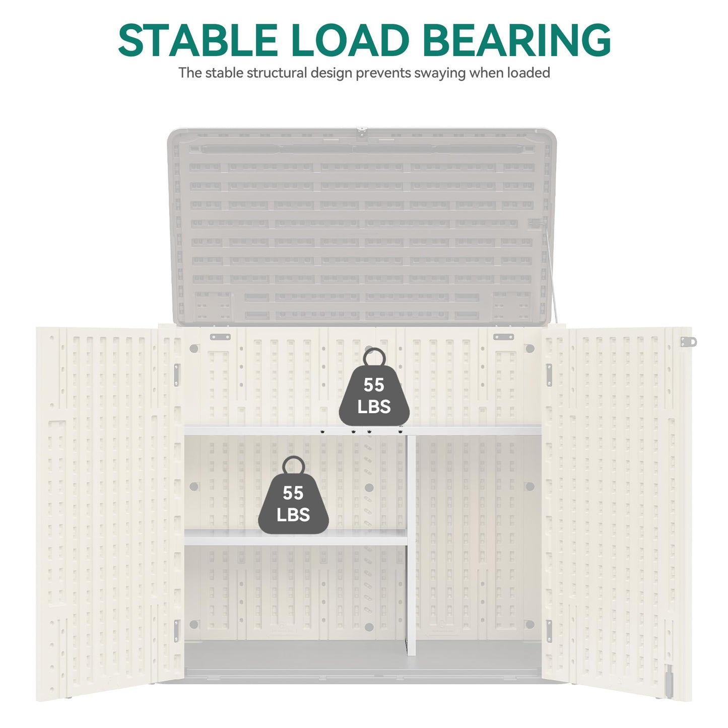 YITAHOME 30cuft Horizontal Storage Shed Shelf, Weatherproof Metal Shelf for 30 cu ft Tool Cabinet, Ideal for Outdoor Use, Easy Assembly,45.6" L X 13.2" W X 29.2" H, White
