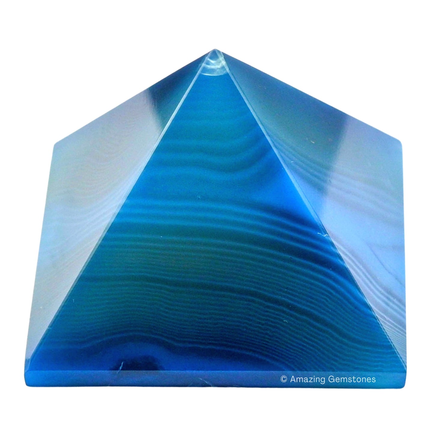 Amazing Gemstone Blue Onyx Pyramid Crystal Healing Stones - 2" Great Pyramid Figurine of Natural Stone Pyramid for Meditation, Reiki, Chakra Balancing and Crystal Pyramids Grid