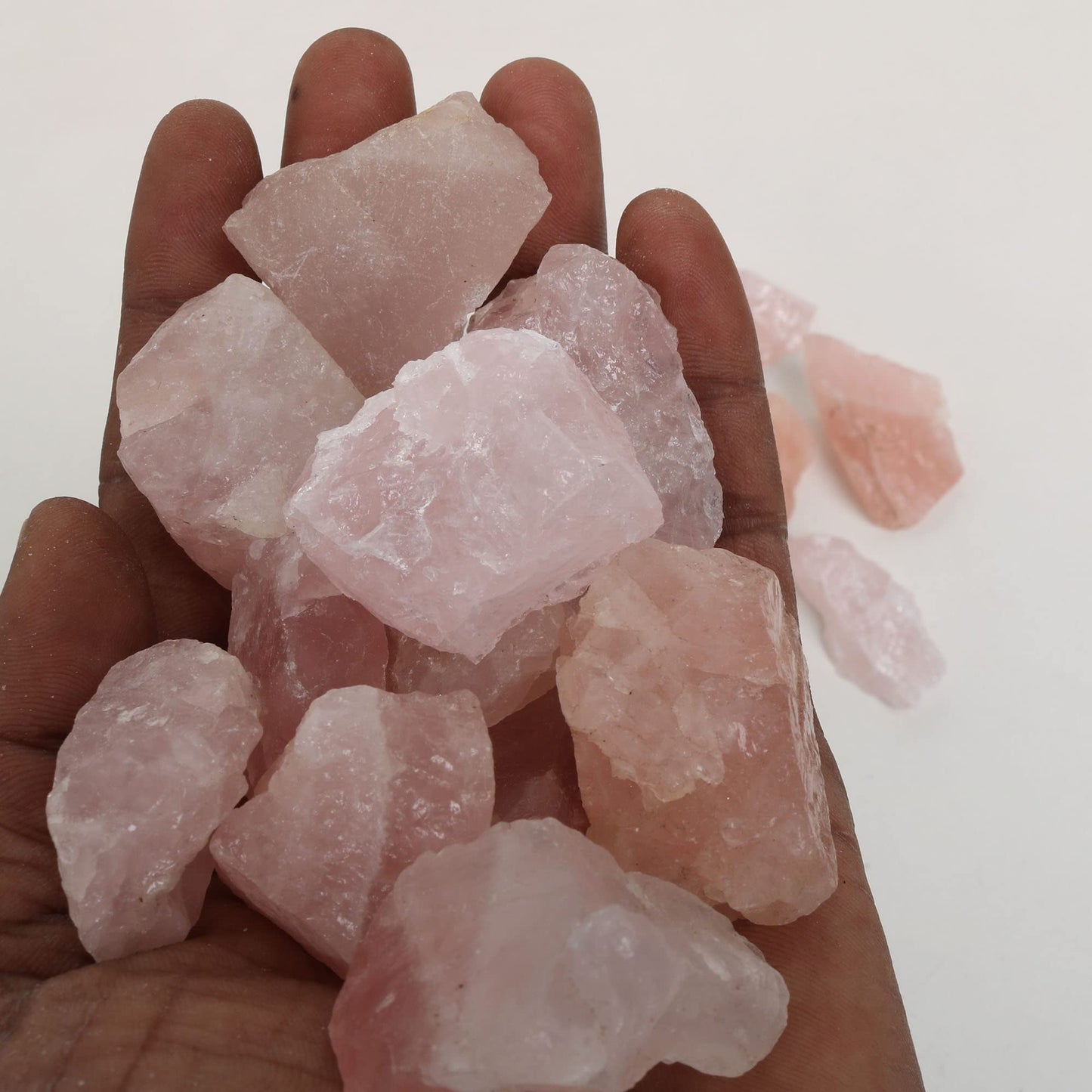 REAL-GEMS Natural Raw Rose Quartz 1lb Lot Healing Crystals Rough Stones for Tumbling, Cabbing, Polishing, Wire Wrapping, Wicca & Reiki Crystal Healing, Mix Gemstones,7 Chakra (Rose Quartz)