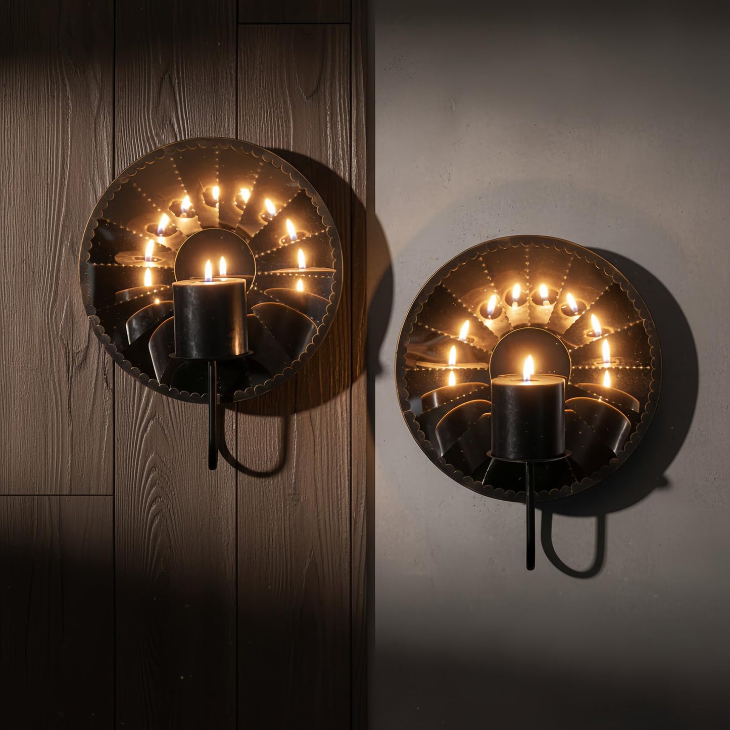 Woparty Candle Sconces,Wall Candle Holder Set of 2, Multi-Angle Light Reflection for Wall Decor Living Room，Dining Room 11.8" H x 10.8" W x 4.9" D