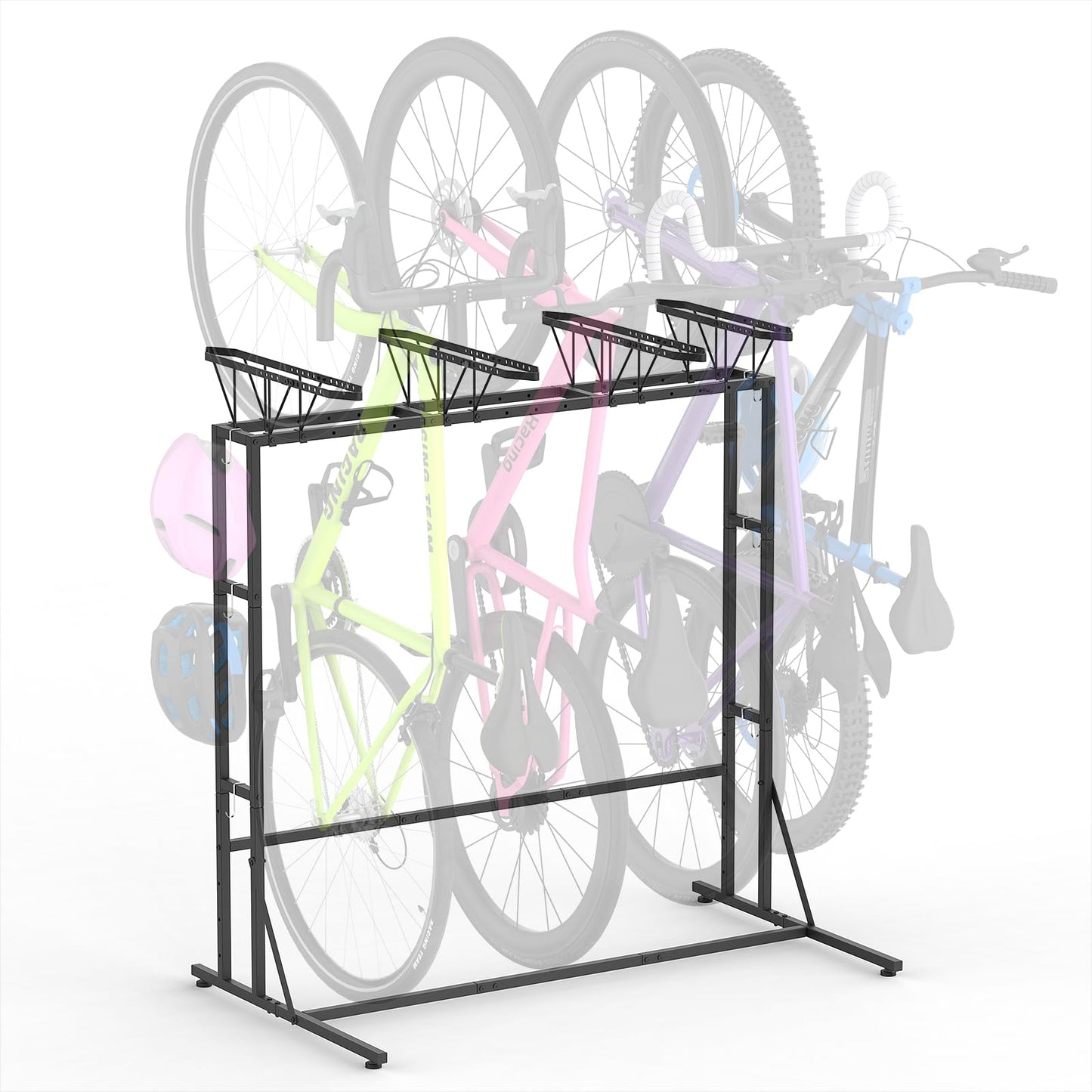 YBING Freestanding Bike Rrack Garage - 4 Bikes Vertical Bike Storage Stand, Floor Stand Bike Racks for Home and Garage Organizer, Indoor, Outdoor