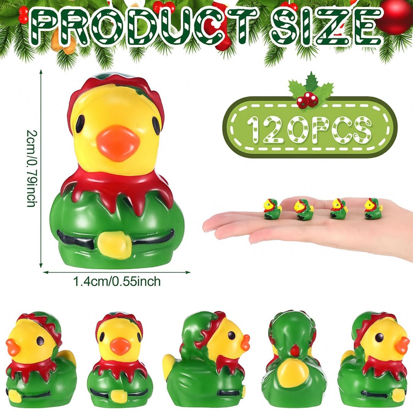 Weysat 60 Pcs Mini Christmas Elf Resin Ducks Tiny Elves Ducks Bulk Christmas Miniature Figurine Decoration for Xmas Party Favors Stocking Stuffers Birthday Gifts