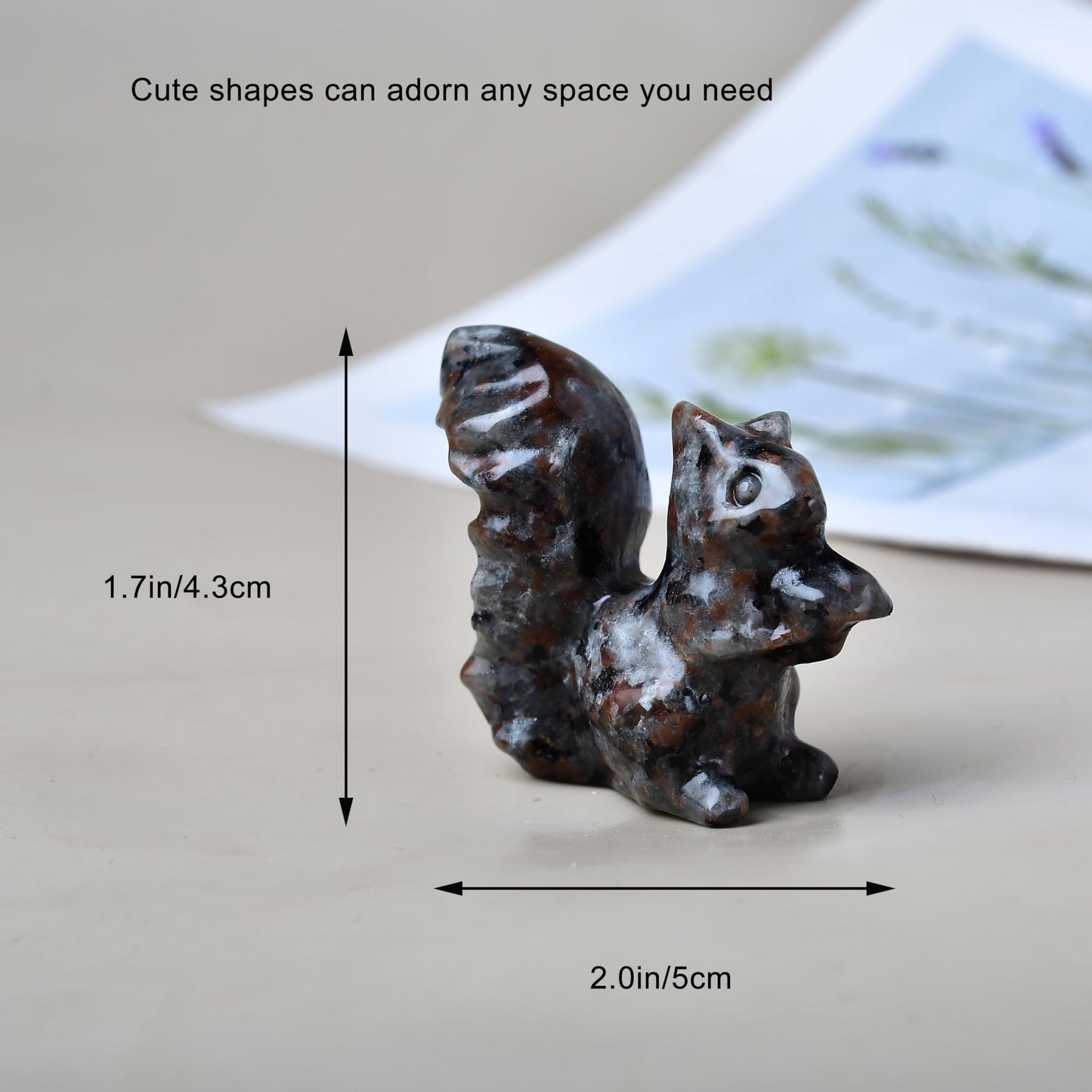 DZJXBZhu Flame Stone Squirrel Crystal Statue Healing Crystal Reiki Meditation Pocket Gem Guardian Sculpture Home Study Table Desk Decor Collection Gift for Loved Ones